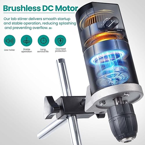 Miniatura 3 de Agitador de sobrecarga analógico de laboratorio, capacidad de 40 L, rango de velocidad de 100-2000 rpm, viscosidad máxima 10000 mpas, mezclador de