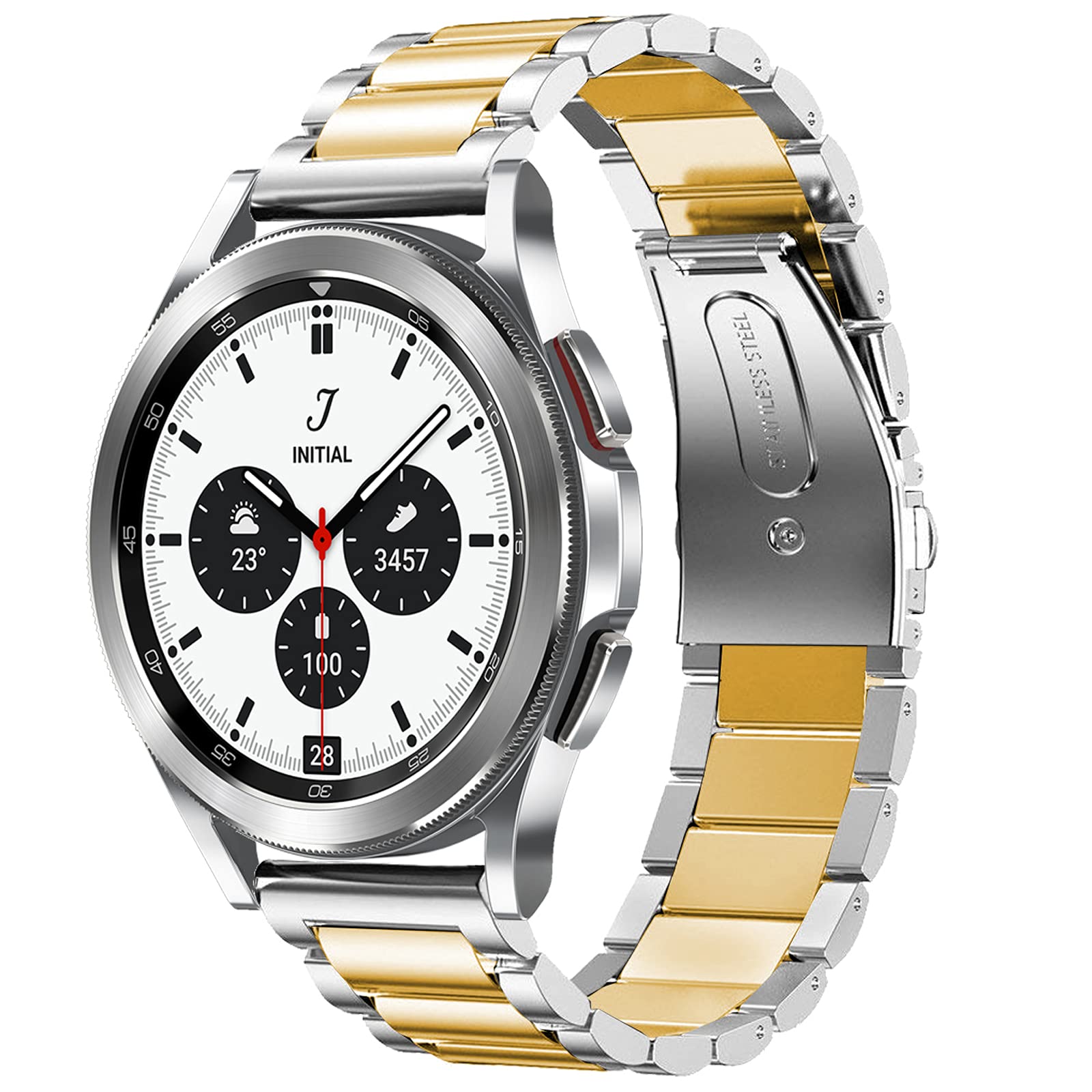 Shangpule Compatible for Galaxy Watch Active 2 40mm / 44mm Bands, Galaxy Watch 3 41mm Band, 20mm Stainless Steel Strap Compatible for Samsung Galaxy Active 2