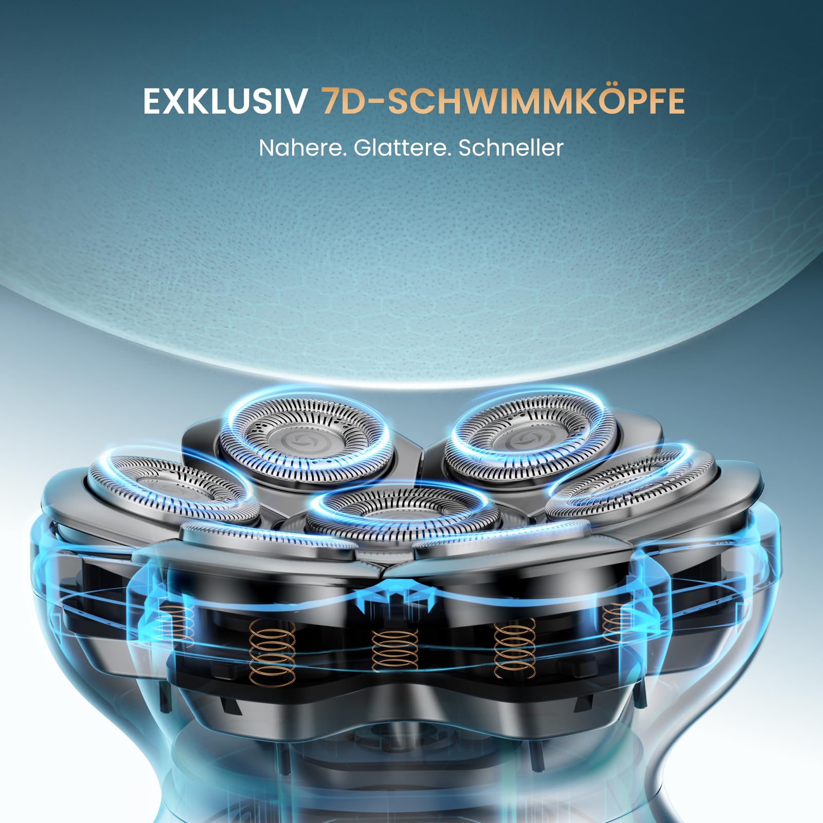 1400mAh Akku Kopf Rasierer Herren,8800RPM Silber Head Shaver Men,Typc 0 mm 7D wasserdichter Kopfhaarrasierer mit verbesserter flexibler Klinge, lange Akkulaufzeit, leicht zu reinigen