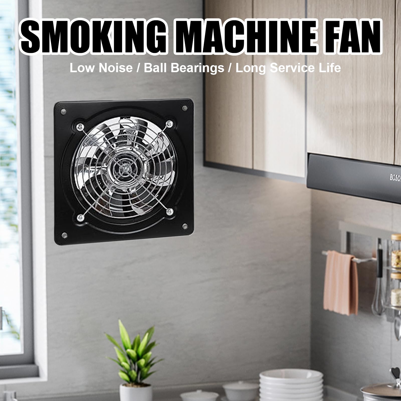 Ventilador de aire de 150 mm, ventilador de pared industrial, 525 m³/h, silencioso con válvula de retorno, calidad del aire mejorada, ventilador de cocina con interruptor para baño, garaje, sótano