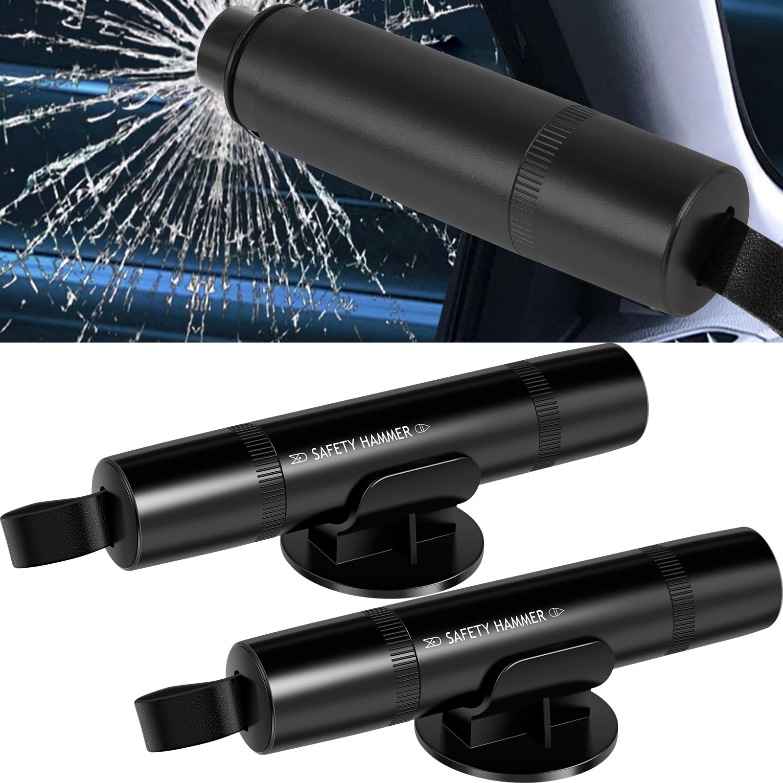 FALESOUL 2 Pack Safe Hammer Glass Breaker, Car Window Breaker and Seatbelt Cutter, Multifunctional Auto Glass Breaker, Cutter Car Glass Breaker Life-Saving Emergency Artifact