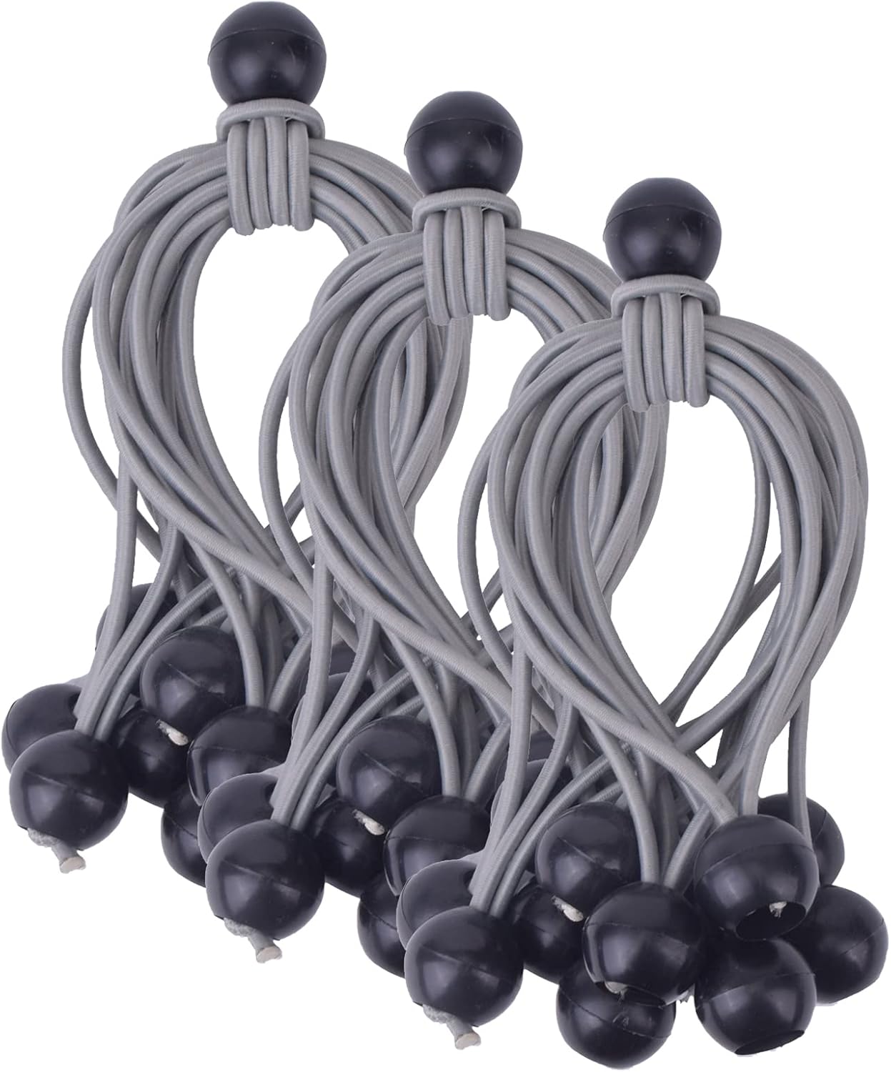 DEDC 50PCS Bungee Balls Grey 6inch, Marquee Toggles Heavy Duty, Tarp