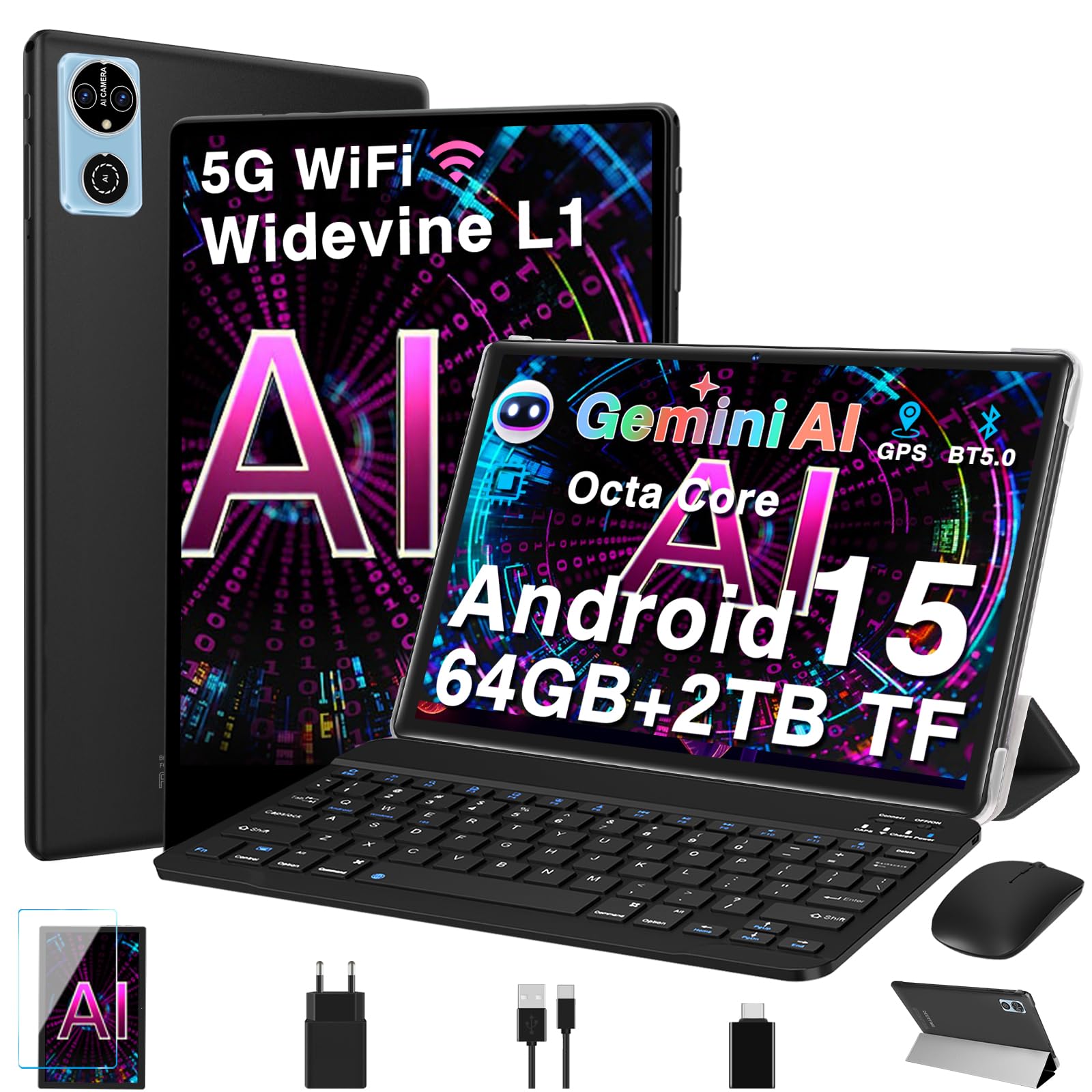 [Android 15 Tablets + 5G + Face ID + 6000mAh] + [10 Zoll + Widevide L1 FHD IPS + Octa-Core |0GHz + 8MP+5MP + BT5.0] + [G