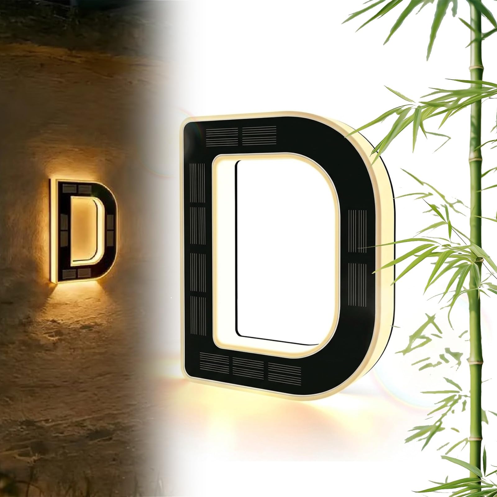 Solar Lighted House Numbers for Outside, 9 Inch Solar Lighted House Numbers for Outside, Large Personalized Illuminated Exterior Modern House Numbers Light (4.7inch,D)