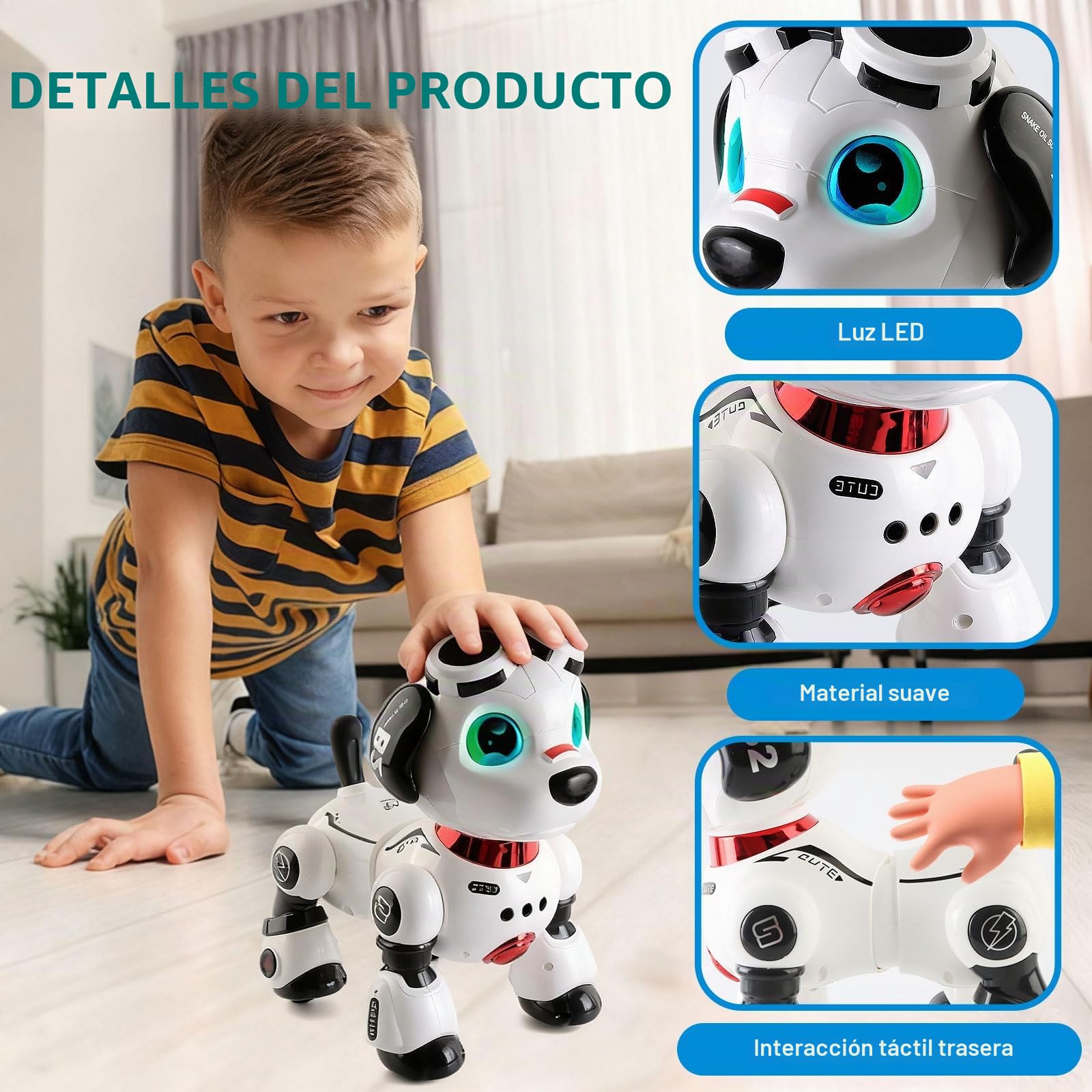 Perro Robot Inteligente, Juguete Perro Robot de Baile Interactivo, Juguete RC Programable con Luces y Sonidos, Regalo Juguetes Niños para Niños y Niñas 8+ Años