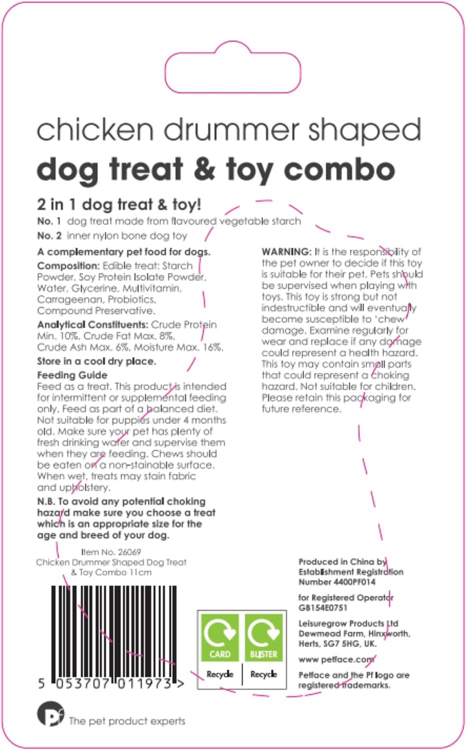 Petface Chicken Drummer Treat & Toy Combo