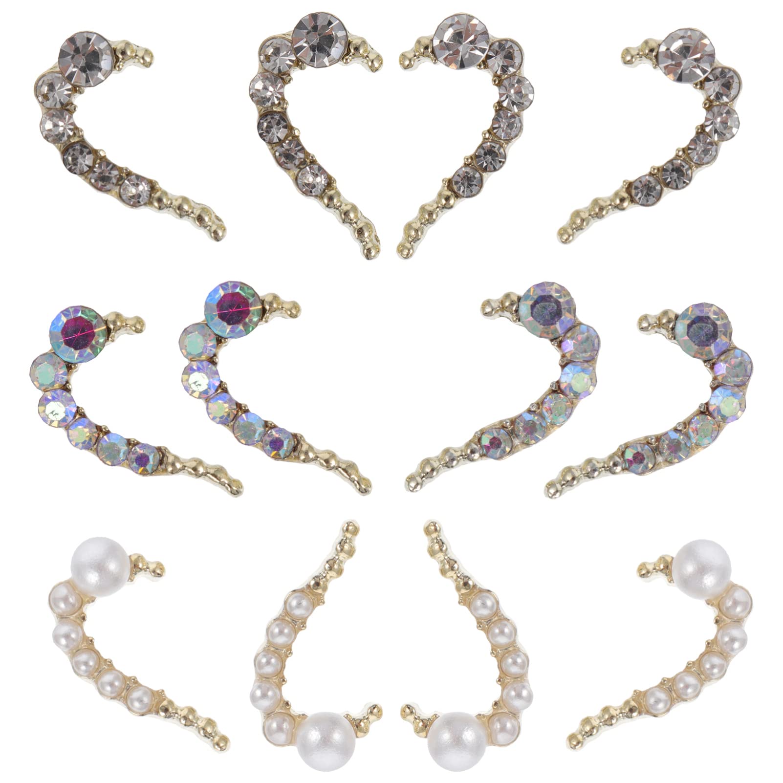 Gogogmee 12pcs Heart Shape Nail Studs DIY Manicure Jewelry Pink Rhinestones for Nails Red Heart Gems