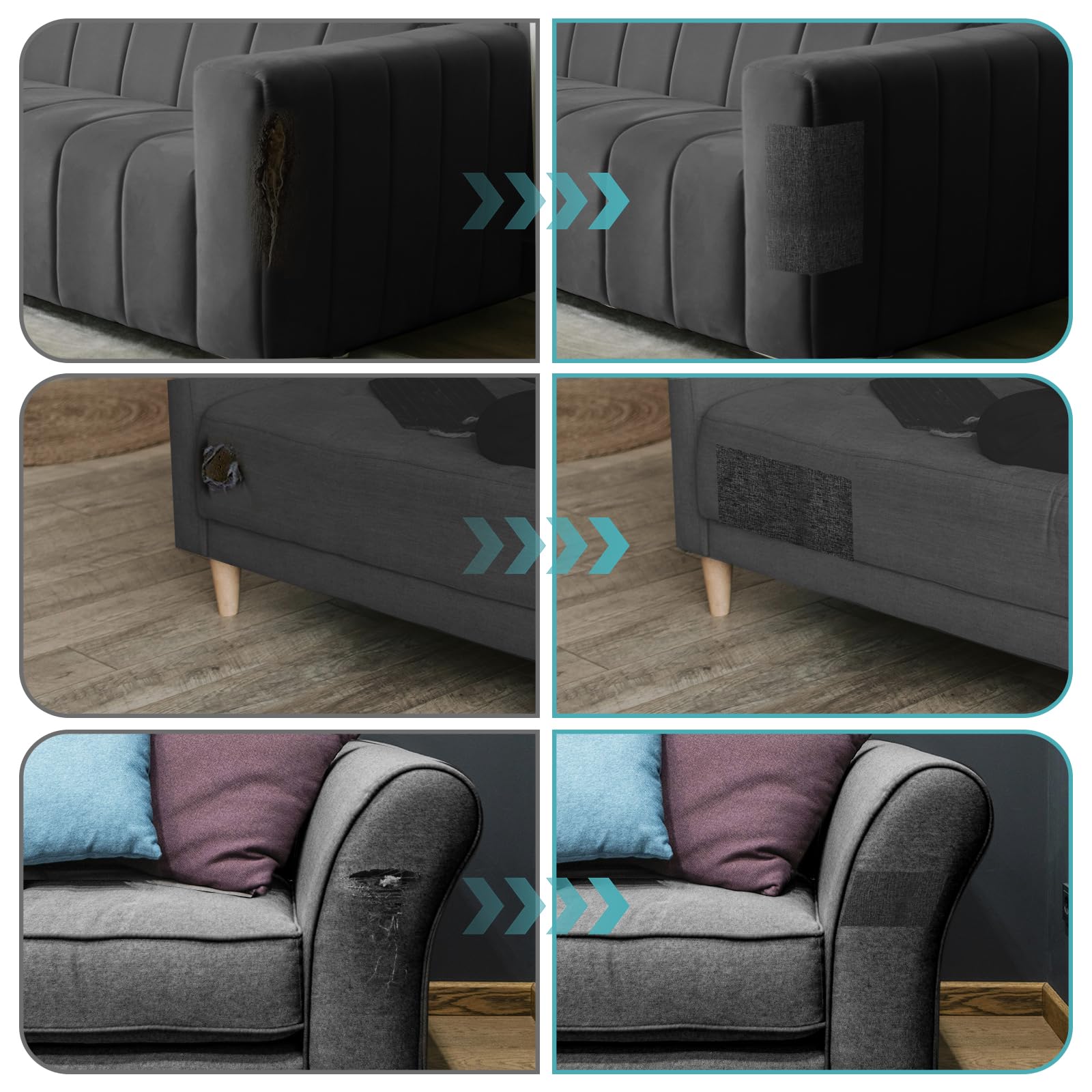 JAHOMFAI - Patchs autocollants en tissu 30 cm x 10 m - Patchs autocollants en lin - Ensemble de réparation pour sièges de voiture - Patchs adhésifs parfaits pour canapés, sièges de voiture, meubles