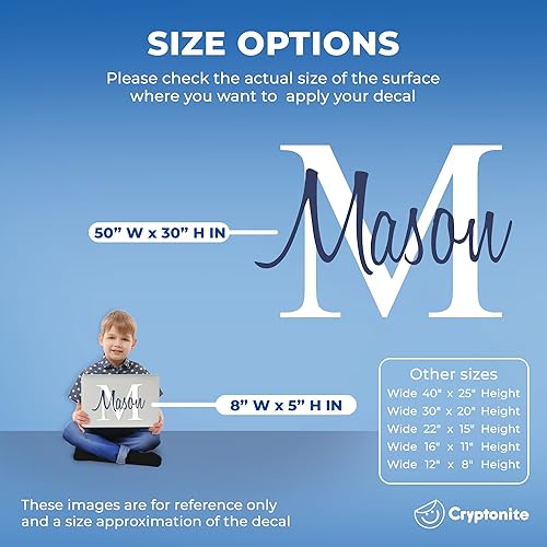 Miniatura 4 de Nombre personalizado e inicial  Serie Premium  Bebé Niño  Calcomanía de pared para cuarto de bebé para el hogar, dormitorio infantil (M511) (ancho