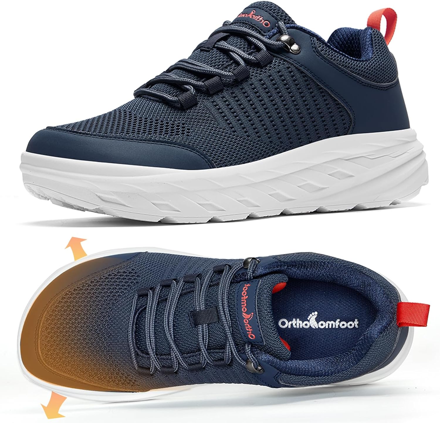 OrthoComfoot Men's Orthopedic Comfortable Diabetic Wide Shoes: Wide Toe Box Arch Support Plantar Fasciitis Sports Sneakers,Fashion Casual Hammer Toes Shoes for Foot and Heel Pain Relief