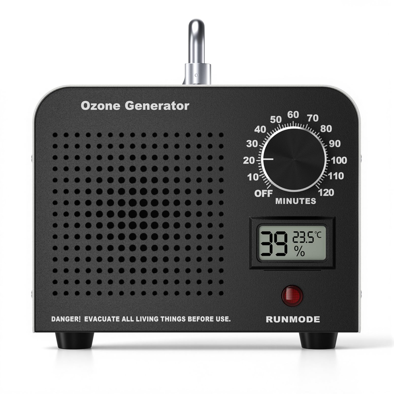 Hochleistungs Ozongenerator 60000 mg/h, Luftreiniger, mit Temperatur- und Luftfeuchtigkeitsanzeige, 120-Minuten Timer für 320㎡ Raum für Zuhause, Auto, Büro, Garage, Rauch, Haustiergerüche
