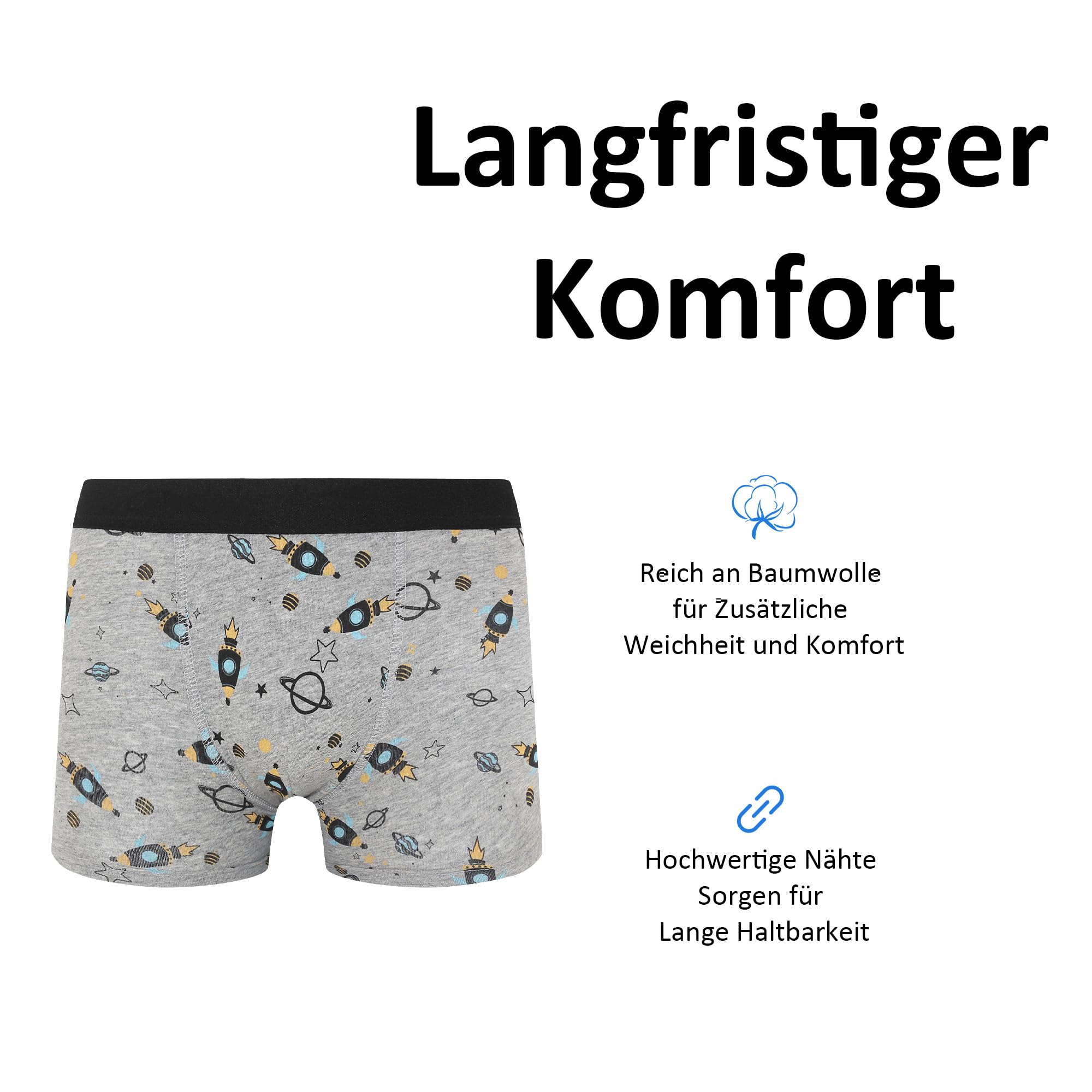 Uizuooy Lot de 6/12 Boxer Enfant Garçon sous-Vêtements pour Garçons Riches en Coton,Doux,Léger et Résistant