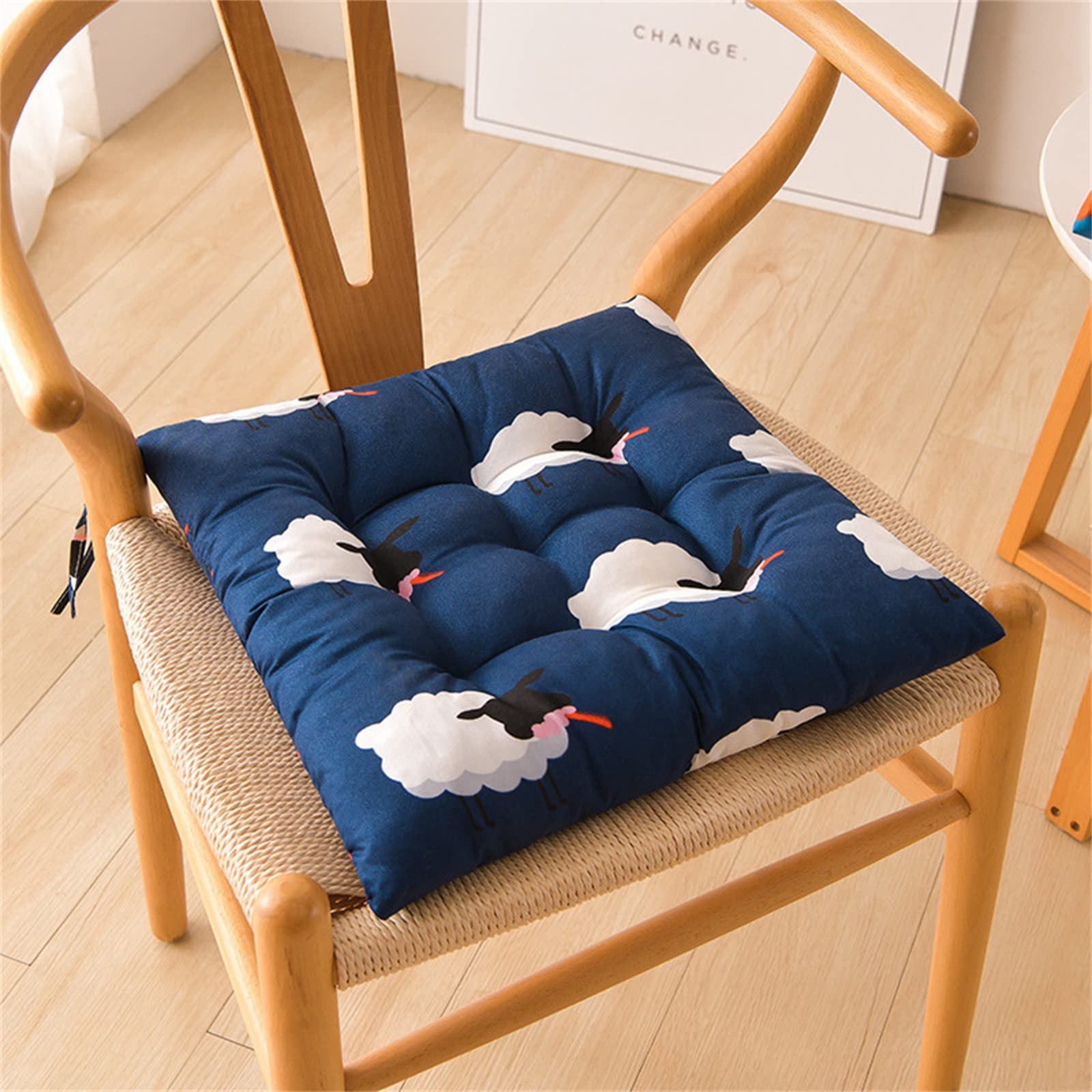 Hixingo Cojin para Silla de Salon, Cojines para Sillas de Comedor Cojin para Silla Nordica Antideslizante Suave Cojines de Asiento for Home Kitchen Garden Oficina Gaming (45x45CM,Blanco Negro)