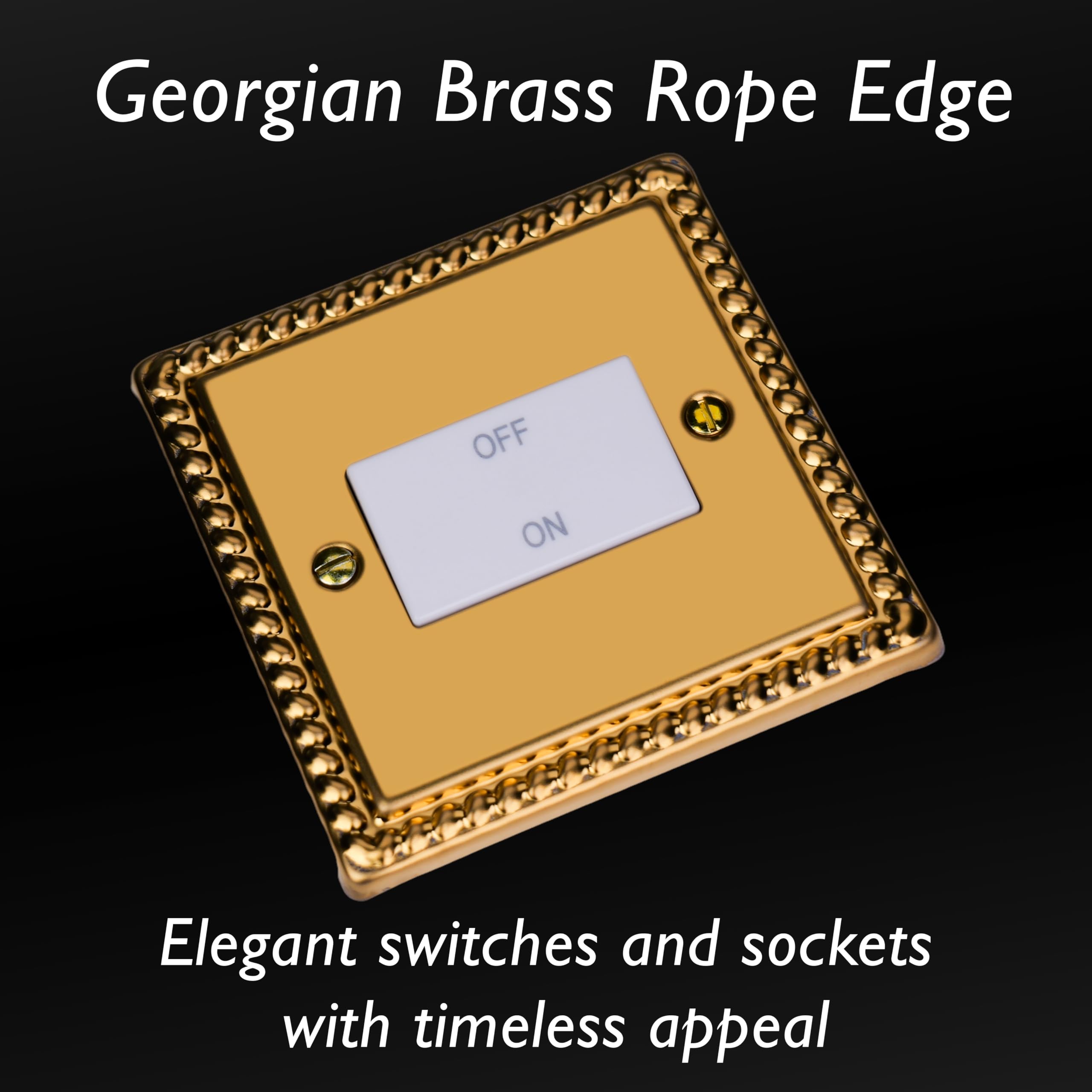 Varilight Fan Isolator Switch - Classic Georgian Brass With White Rocker, XGFIW, 95x95x25mm - Image 3