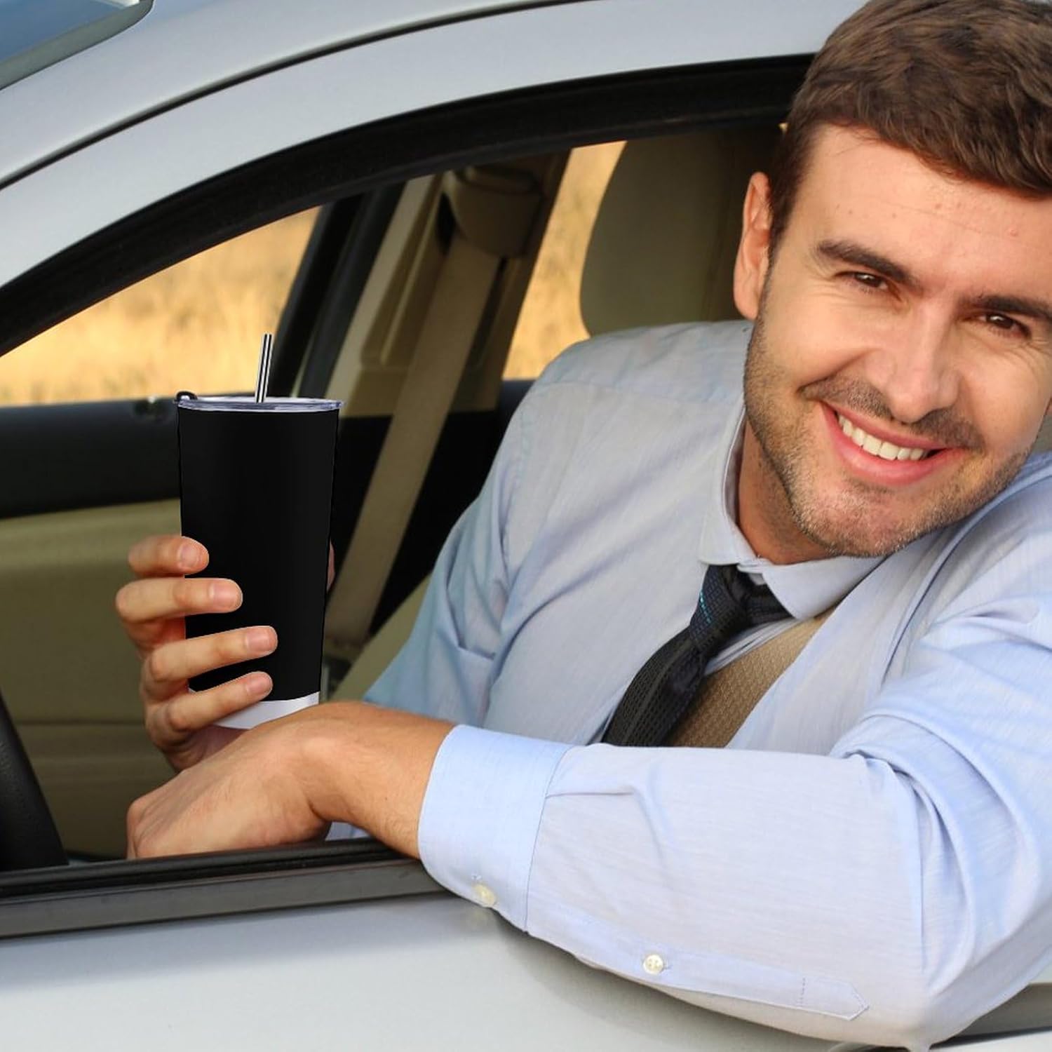 Personalized Coffee Tumbler with Picture Text Name Logo,Custom Photo 20oz Stainless Steel Tumblers with Lid And Vacuum Insulated,Travel Mug for Christmas Gift Solid Black - Image 6