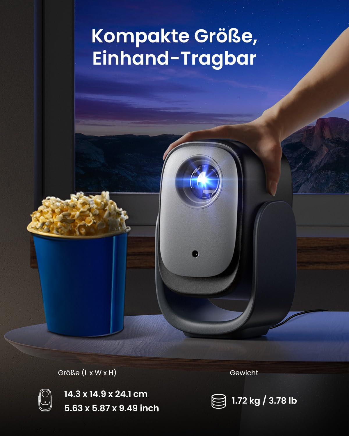 Dangbei N2 mini Smart Beamer mit Ständer, Offizielles Netflix Heimprojektor 1080P Full HD, Autofokus, Trapezkorrektur, Dolby Sound, Tragbarer Video Beamer mit WLAN und Bluetooth für Outdoor/Handy