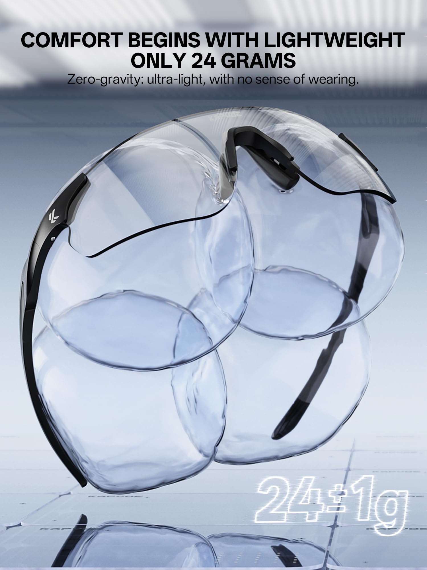 KAPVOE Occhiali da Sole Sportivi Fotocromatici Uomo Donna, Occhiali UV400 Senza Cornice 22g con Nasello in Silicone Regolabile, per Corsa Ciclismo Baseball Guida K108