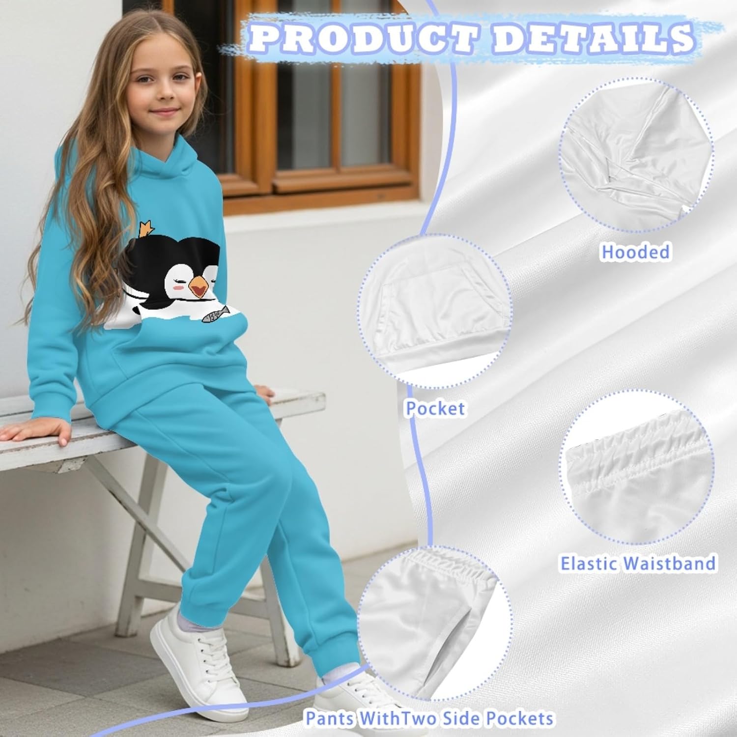Girls Sweatsuit Set Size 5-12 Casual 2 Piece Long Sleeve Tracksuit Set Kids Hoodie and Jogger Pant with Pocket
