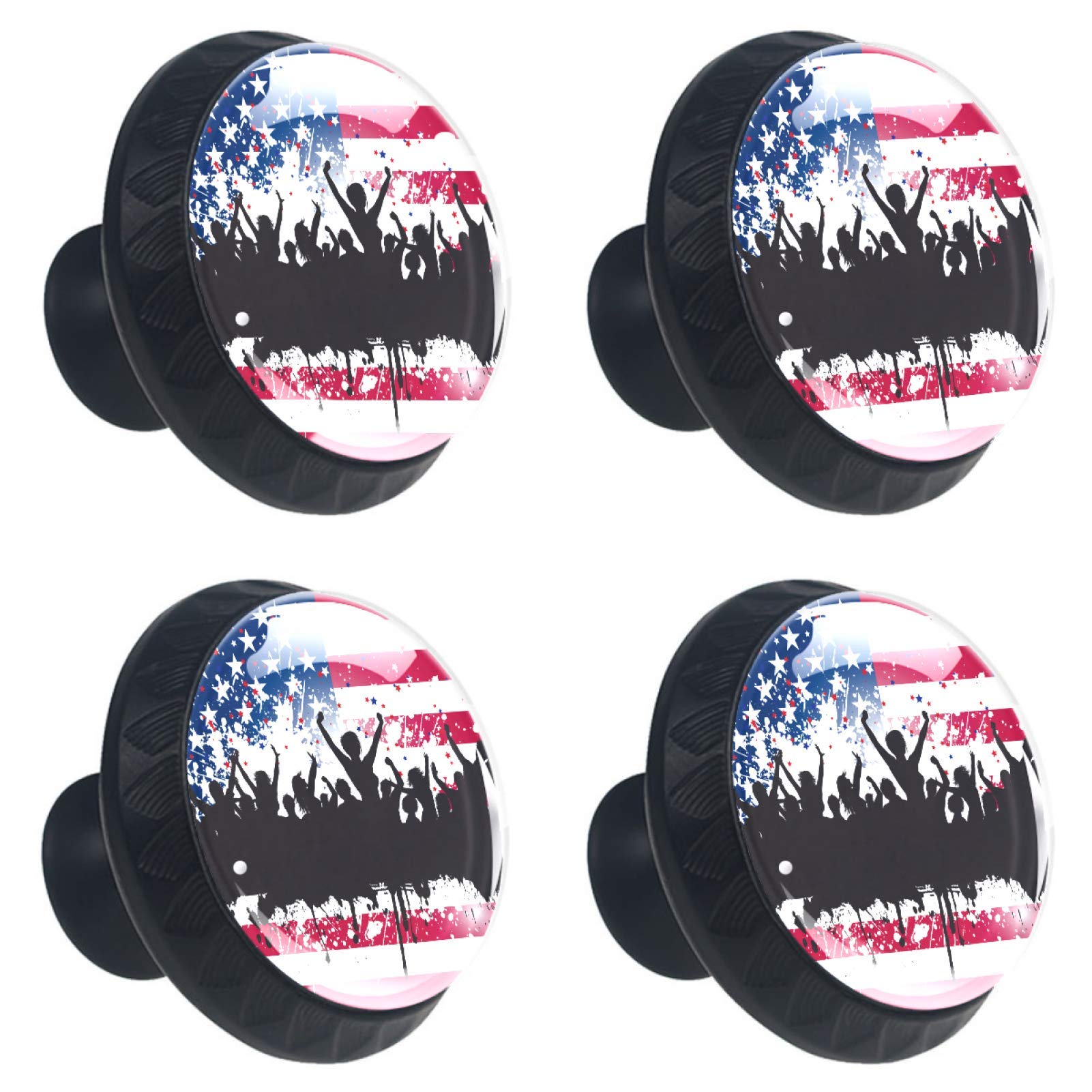 Boutons de tiroir en verre drapeau américain (lot de 4) boutons multicolores pour meubles