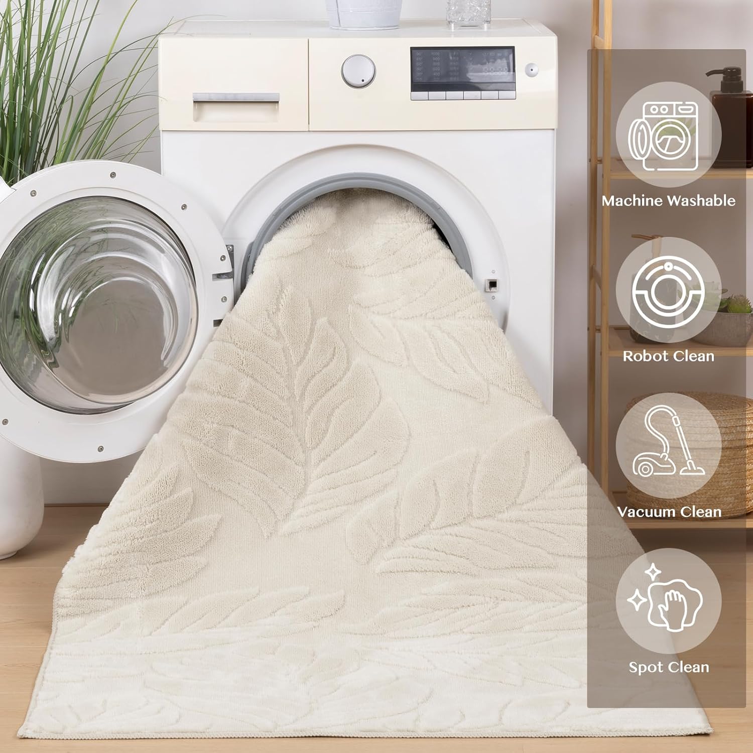 Bsmathom Area Rugs for Living Room 5x7 Non Slip Machine Washable Large Rug, Low Pile Soft Indoor Beige Floor Carpet for Bedroom, Dining Room