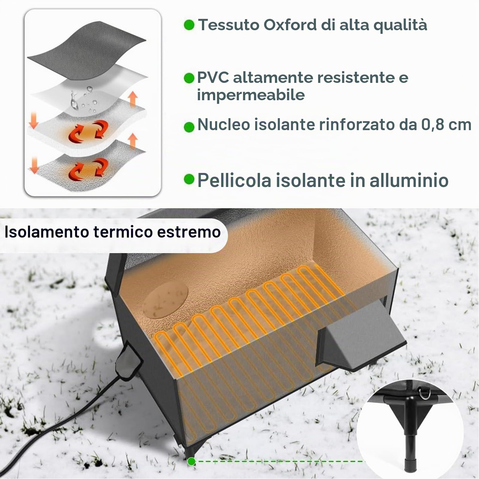 Cuccia riscaldata per gatti da esterno, 3 timer regolabili, portatile, invernale, resistente alle intemperie, isolata, cuccia pieghevole per gatti da esterno,17 x 13 x 12in (EU)