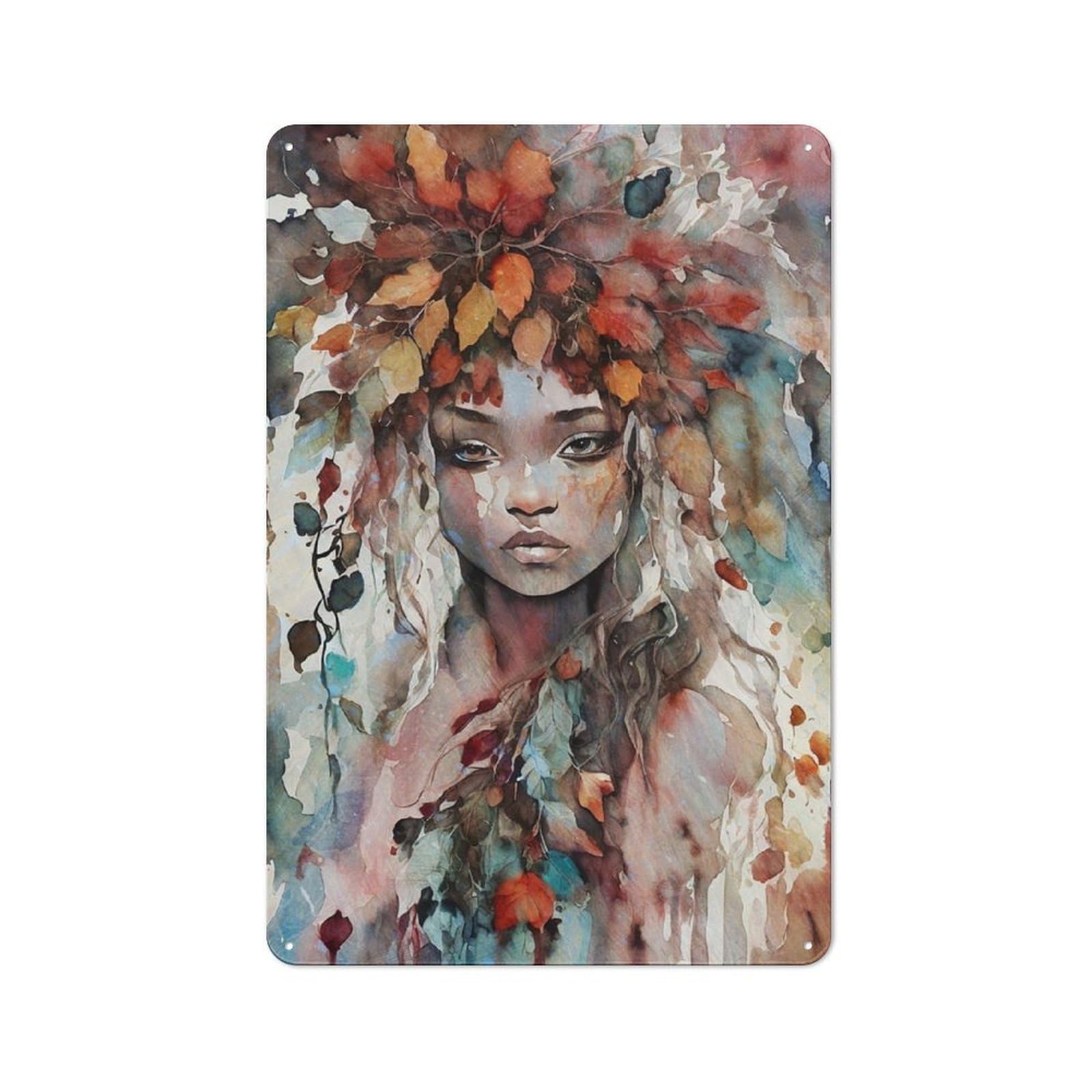 Junmoney Autumn Nature Nymph Metal Plaque 30X20cm With For Hallway Wall, Rustic Decor, For Garage, Workshop And Man Cave Decoration