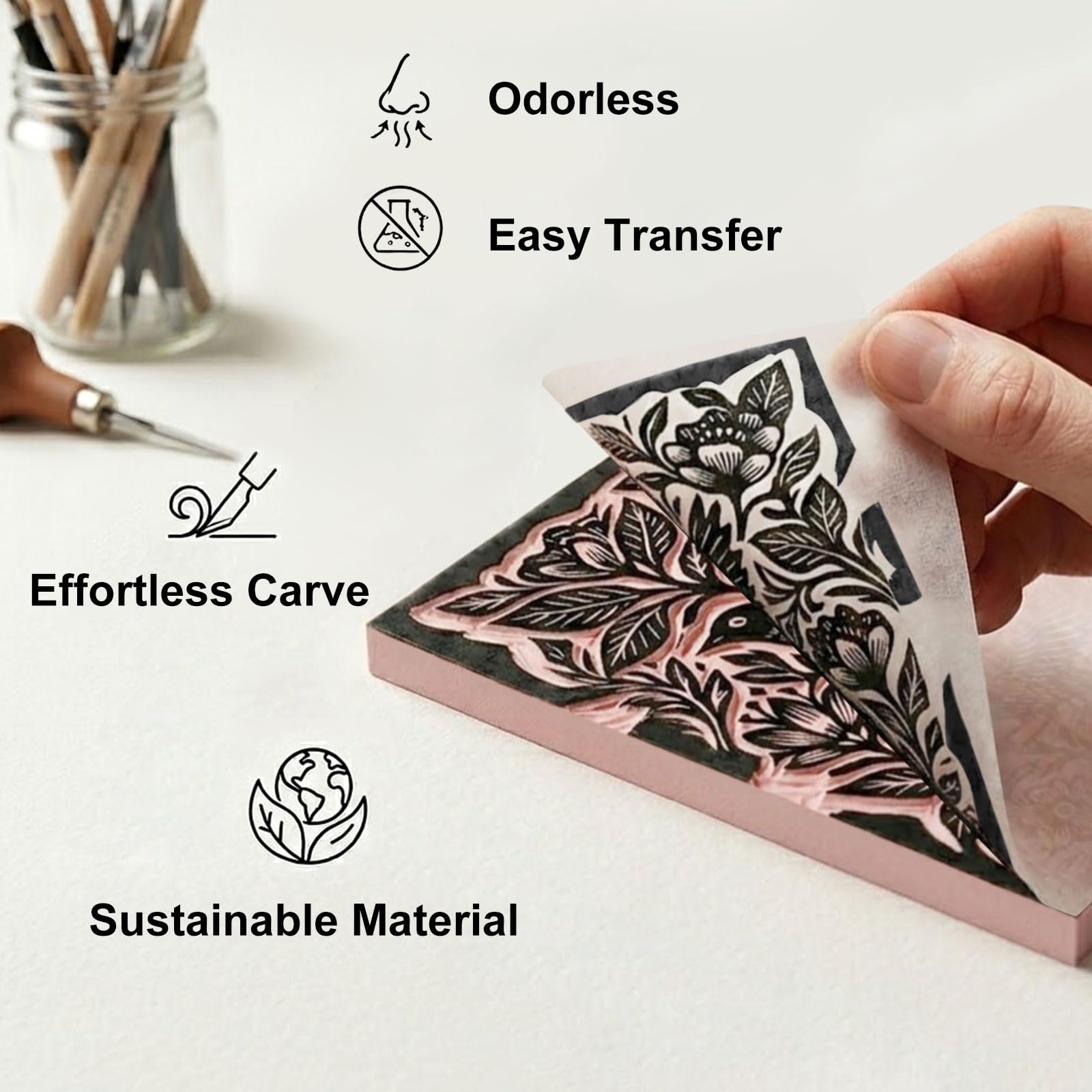 16 sztuk bloków linoleum do grafiki, 10 x 15 cm, miękkie, gumowe bloki do rzeźbienia znaczków, różowe bloki linorytowe do materiałów drukarskich, zestaw do drukowania blokowego dla początkujących i