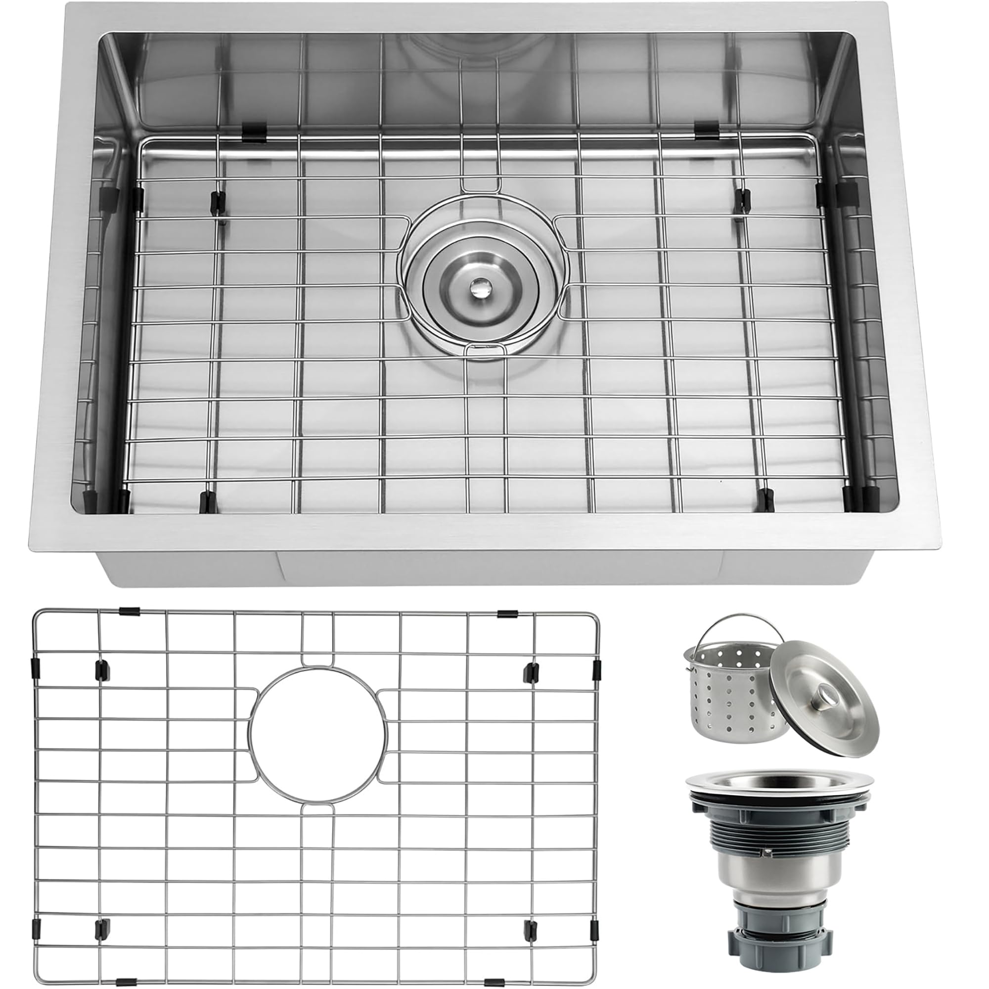 RV Kitchen Sink,7 inch Depth Undermount Kitchen Sink 23 inch,Single Bowl 16 Gauge Stainless Steel Kitchen Sinks for RV/Caravans/Campervans (Stainless Steel, 23 X 16 inch)