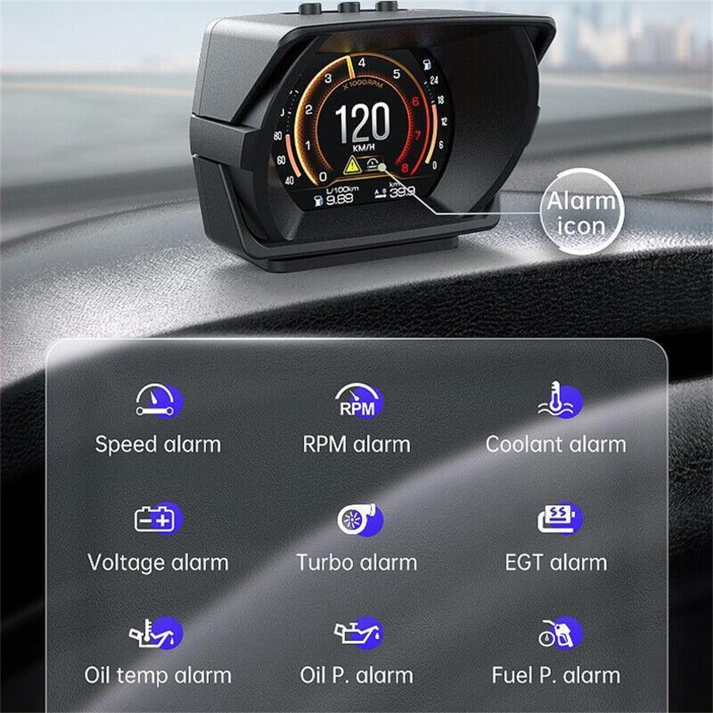 Wyświetlacz Heads Up Car Hud Heads-Up Wyświetlacz klasy wyścigowej Wielofunkcyjny panel przyrządów GPS Miernik nachylenia System alarmowy Samochód Heads Up Display (A450 OBD MEMS)