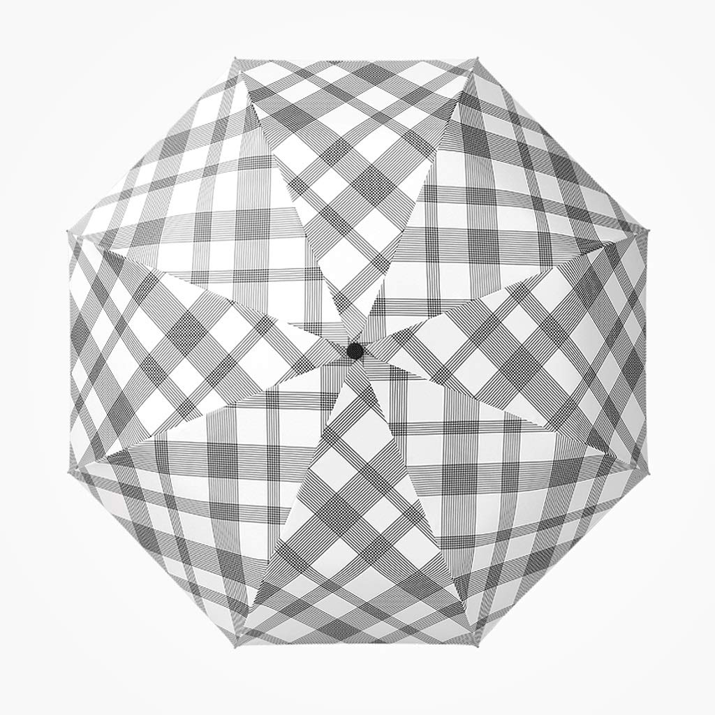 QWZ Travel Umbrella Automatic Umbrella Double Folding Men's Creative Striped Female Vinyl Anti-storm Umbrella Windproof Compact Umbrella (Color : White)