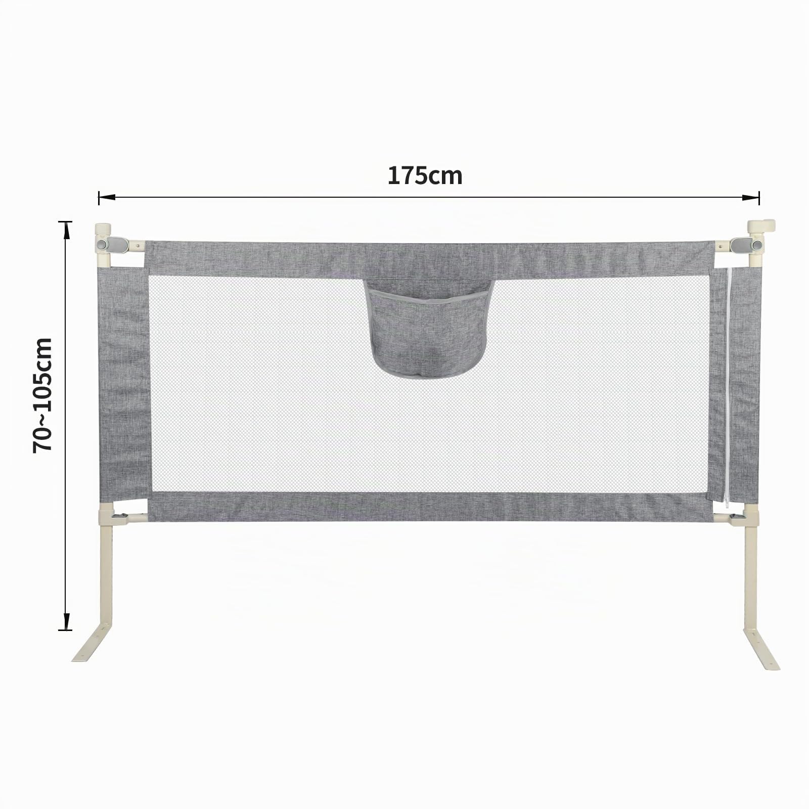 HUOLE Barrière de lit, Portable Bed Rail, avec Barriere Rabattable Antichute, Réglable en Hauteur 70-99 cm,Barrière Securite de lit Enfant,Sûr, Facile à Monter Gris, Stable et Durable-1,8 m - Gris