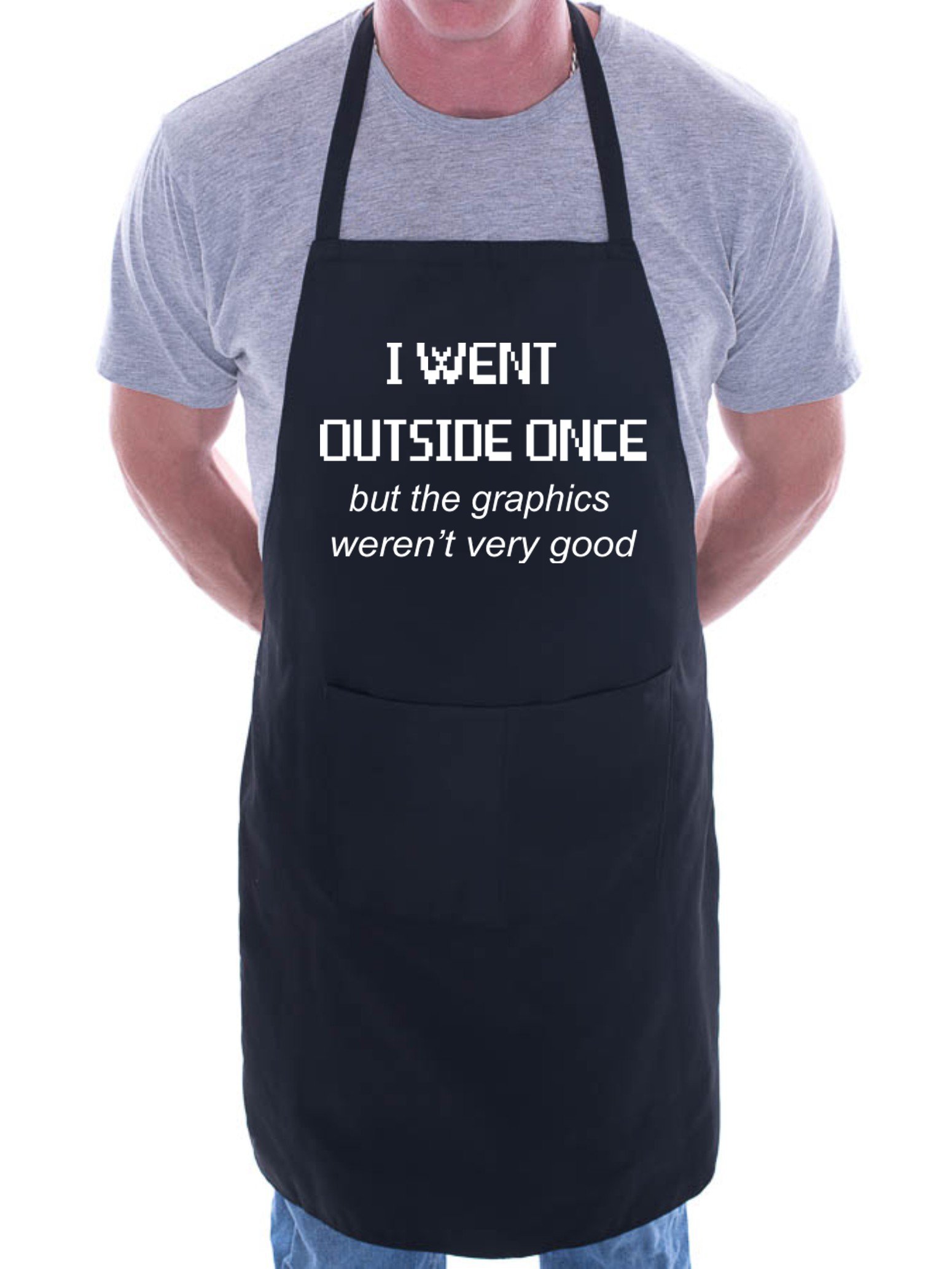 Print4U I went Outside Once Gamer BBQ Cooking Funny Novelty Apron Black