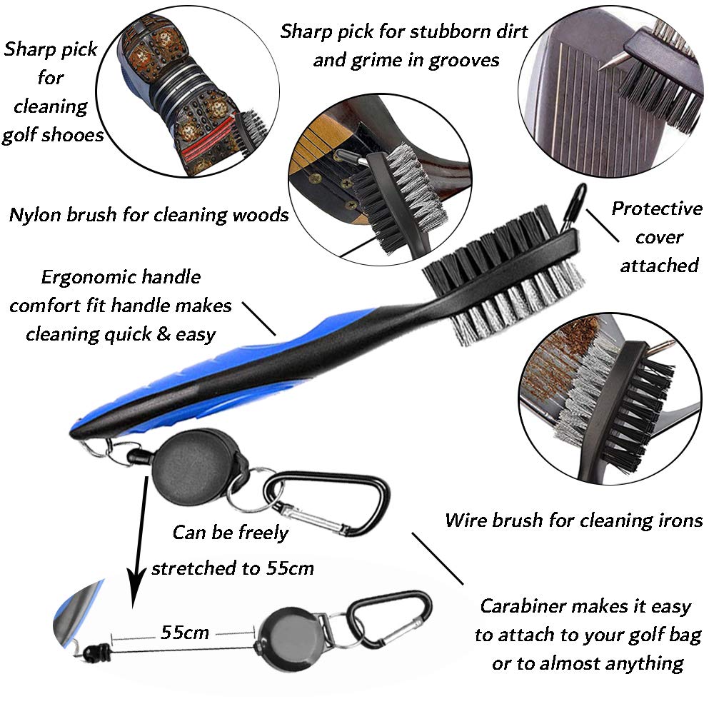 Kit di Accessori da Golf, Spazzola per Mazze da Golf, Asciugamano da Golf, Strumento di Riparazione con marcatore per Palline, Adatto per Pulire Le Attrezzature da Golf