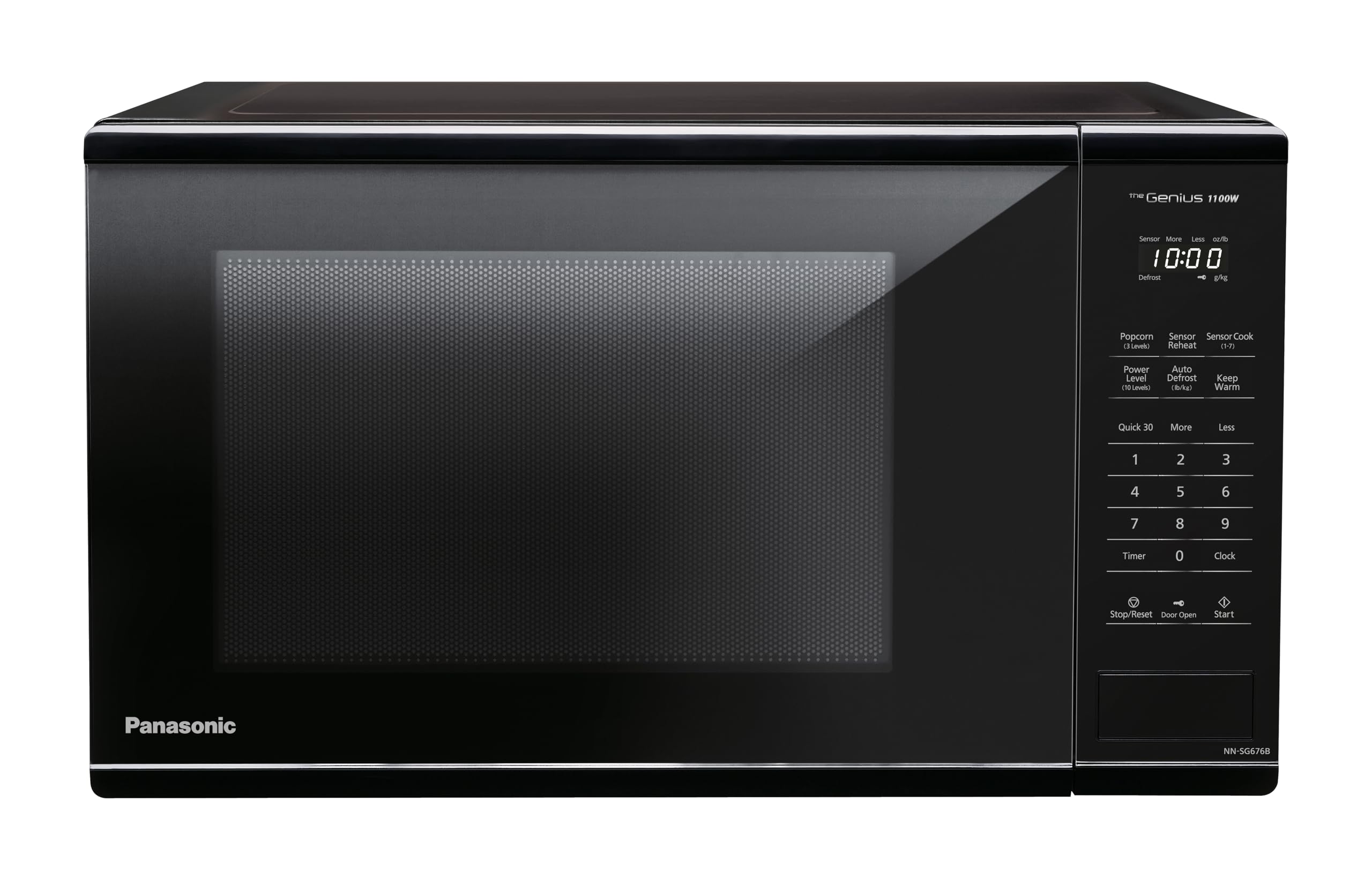 Panasonic NNSG676BC Mid Size Genius 1100 W Microwave Oven, 7 Auto Cook Menus, Child Lock, 1.3 cu.ft, Black