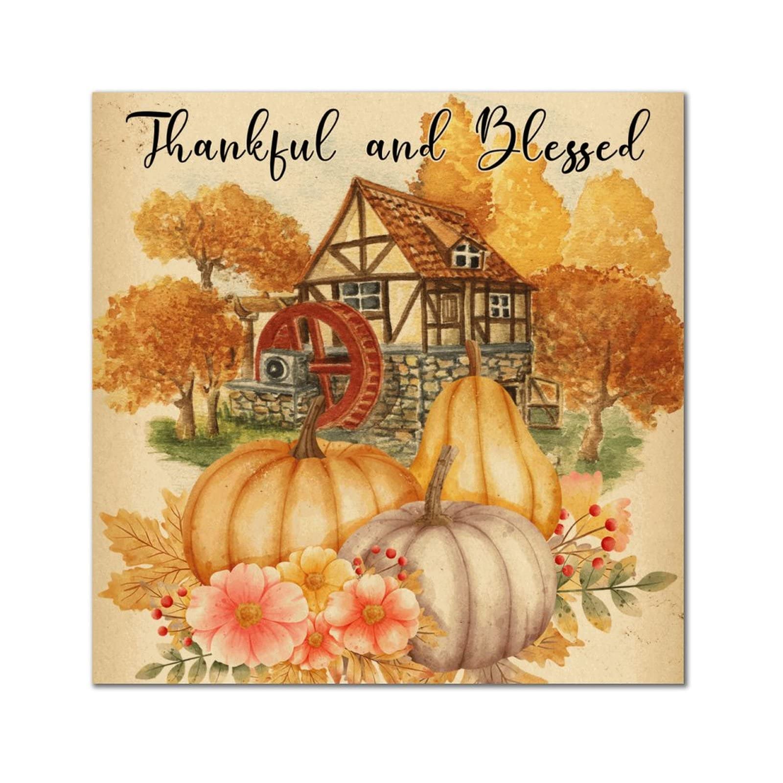Panneau en bois Thankful and Blessed plaque en bois classique décoration maison murale