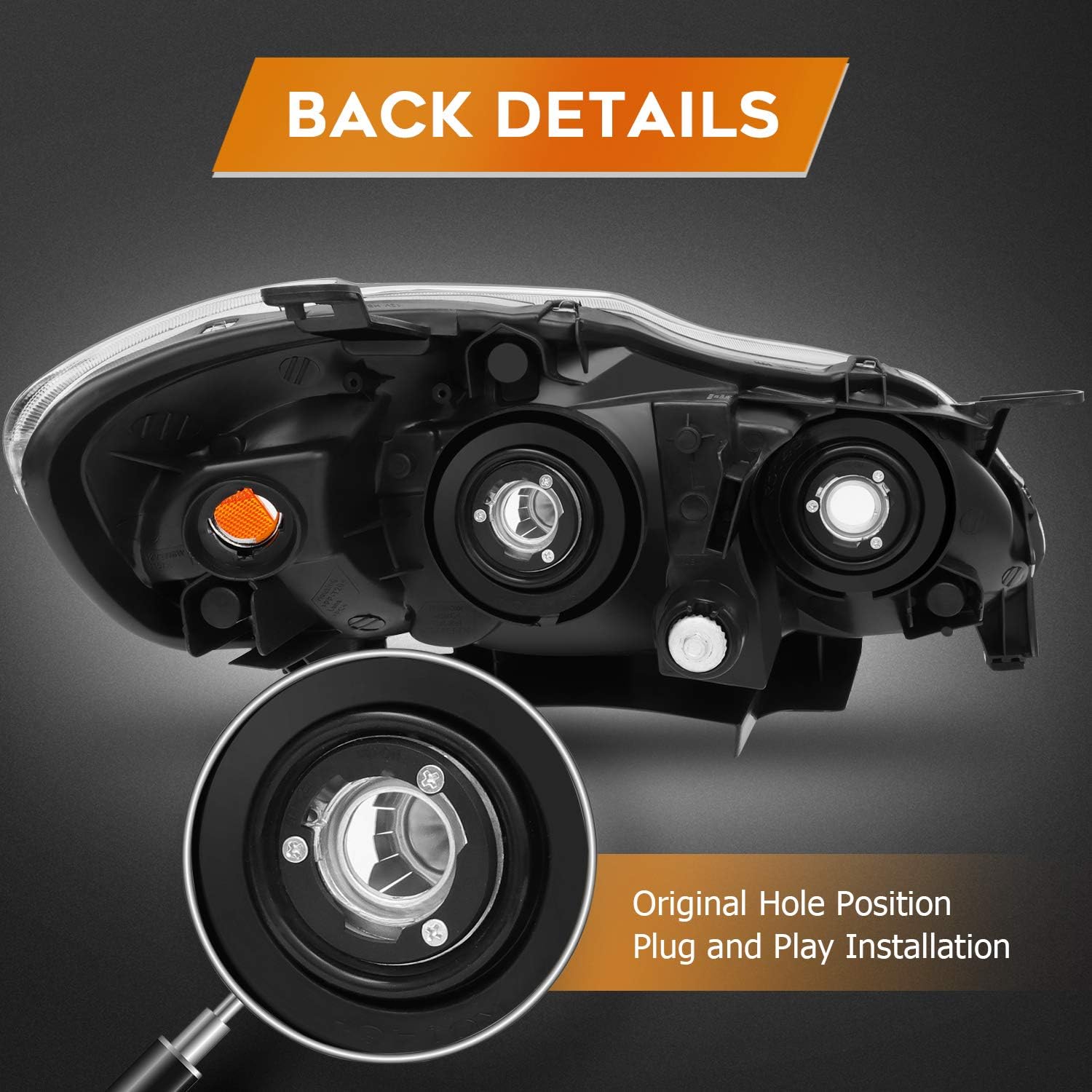Headlight Assembly Compatible with for Toyota Corolla 2003-2008 Bulbs Not Included 55055170AE CH2503122