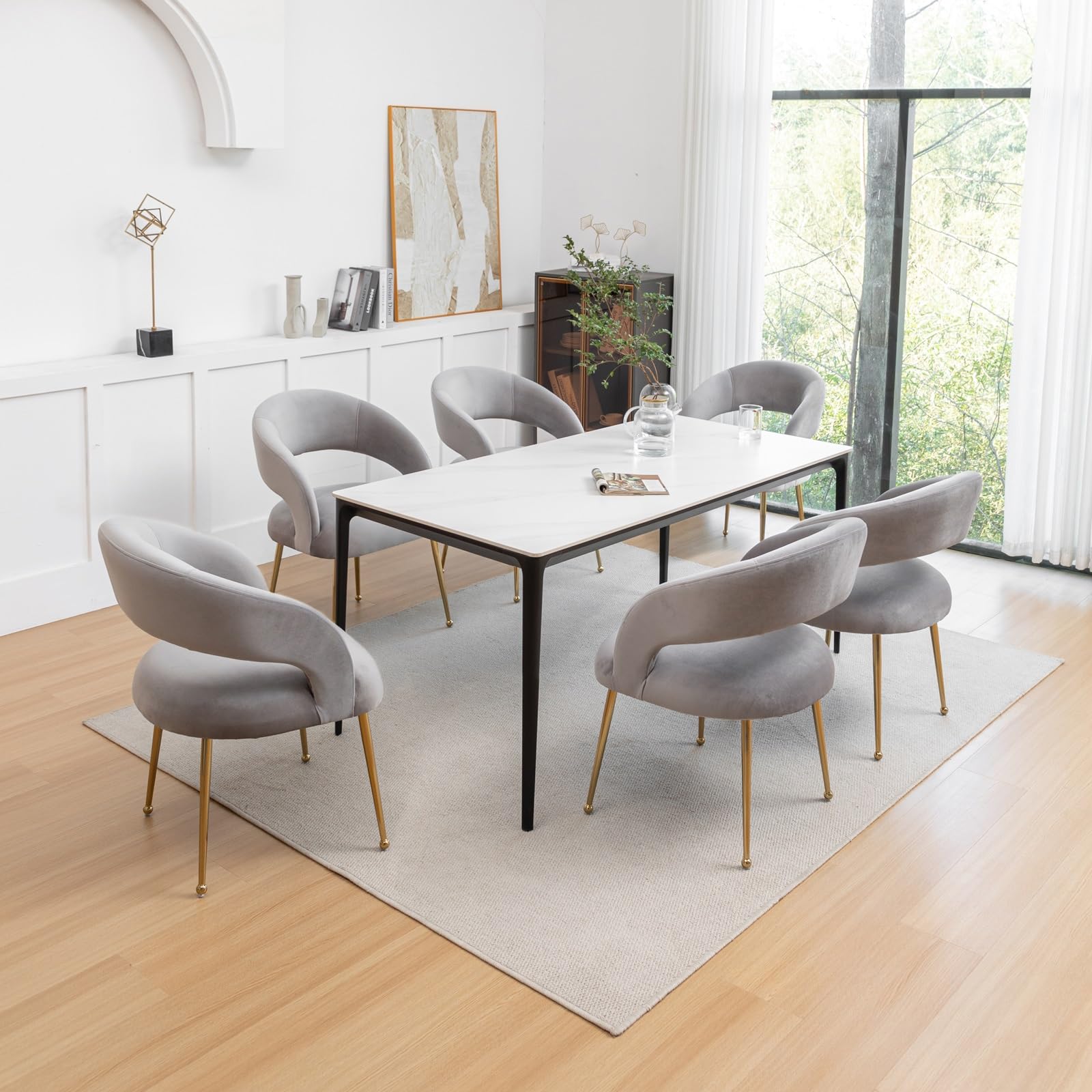 Amazon｜ダイニングチェア、モダンなリビングルームの椅子、ゴールドの