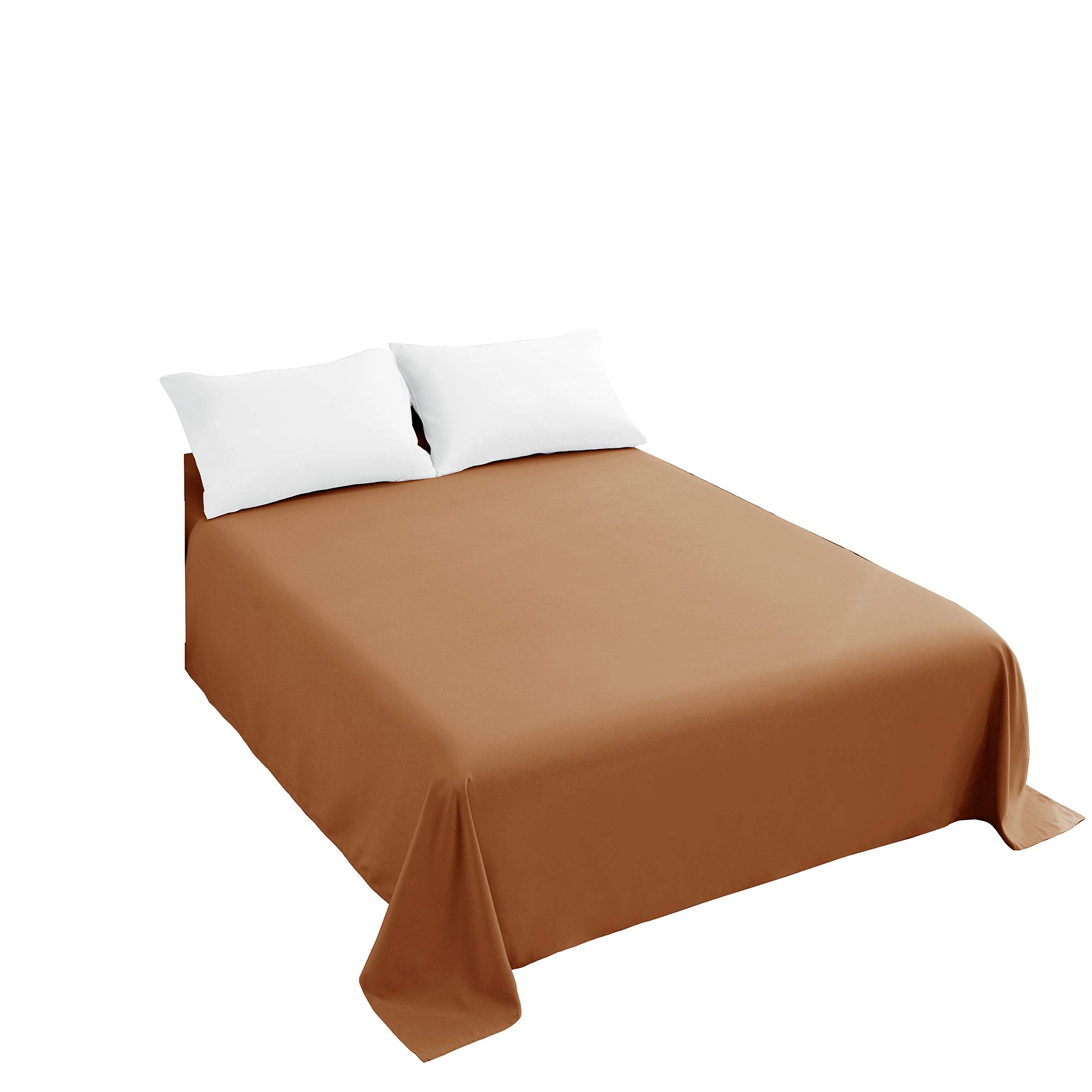 Sfoothome Mocha Bedding Top Sheet - Flat Sheet for Twin Mattress - Softer Than Egyptian Cotton