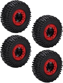 Dilwe 4 Pcs RC Rubber Tires Set, 1/10 RC Car Parts, 128mm, RC Soft Rubber Tires for Racing, for LOSI 1 10 for Lasernut U4, etc., RC Off Road On Road Car RC Accessories