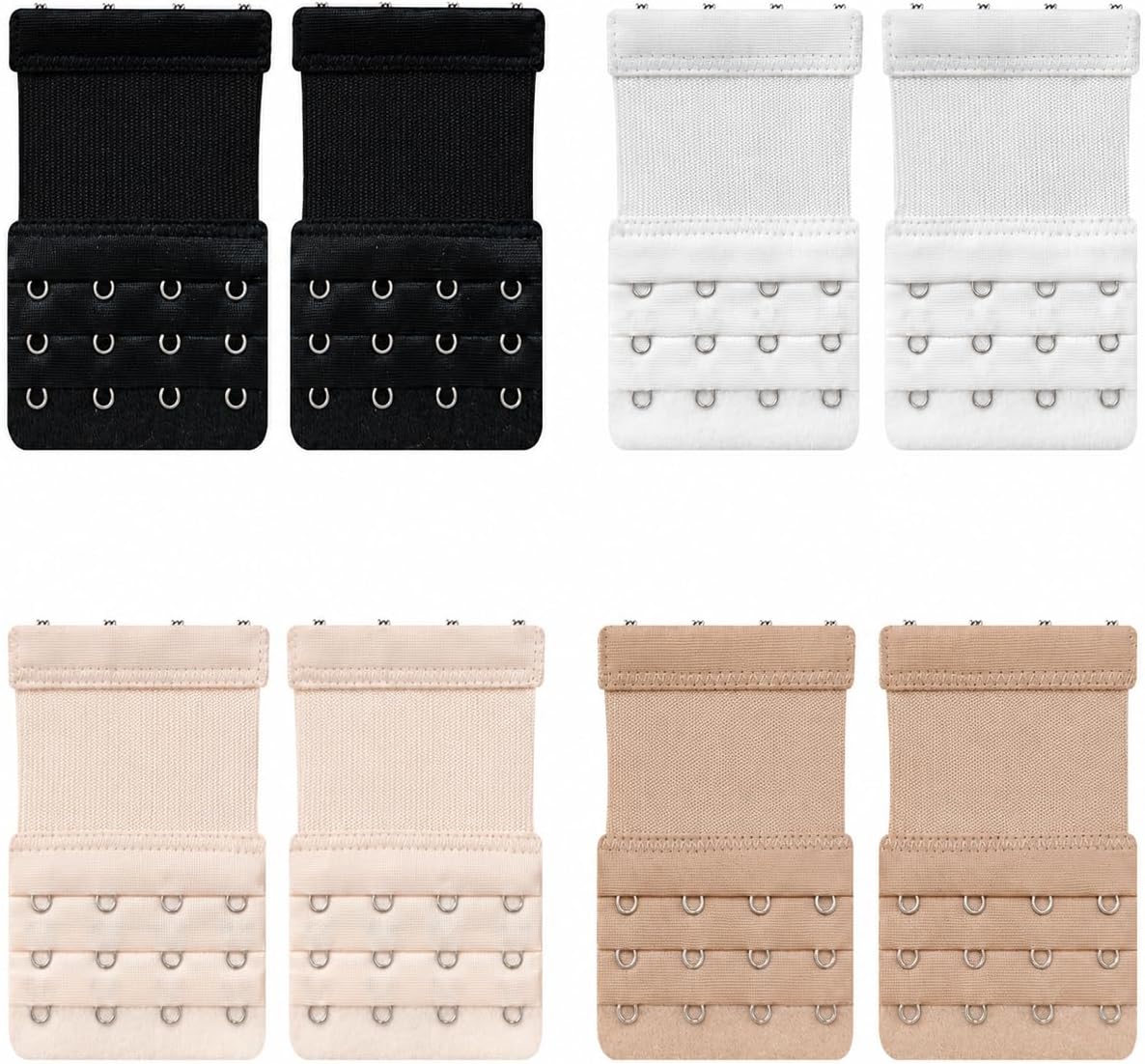 8PCS Women's Bra Extender 4 Hook Bra Extension Strap Soft Stretchy Back and Comfortable