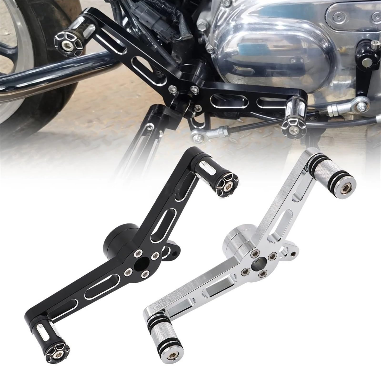 ASHCOUZ Pedale del cambio Leva del Cambio Pieghevole per Per per Sportster XL Iron 883 1200 Custom Low Forty-Eight Ricambi per Leve cambio Para controllo avanzato tallone e della punta(A Black)