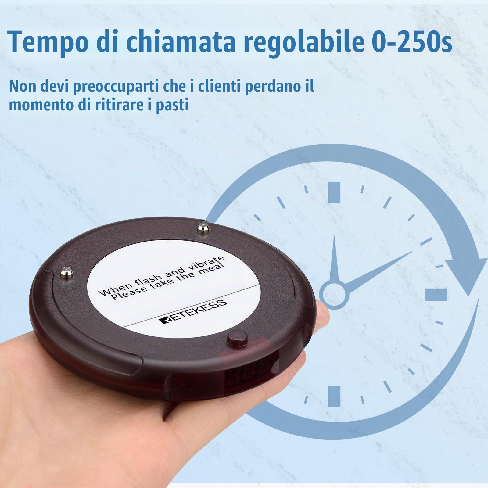 Retekess TD163 Pager Ristorante, 5 Cercapersone | Compatibile con il Cercapersone per Ristorante file TD163, 31 Modalità di Chiamata, Distanza di 400 m, batteria 300 mAh