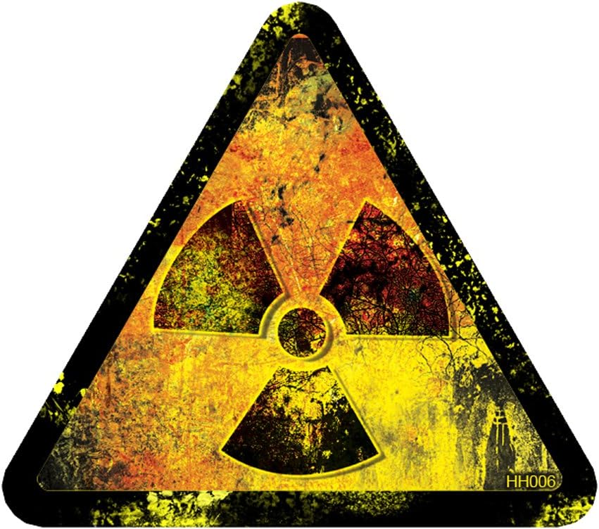 Grunge Radiation Triangle Hard Hat Stickers 4 Pack #HH006
