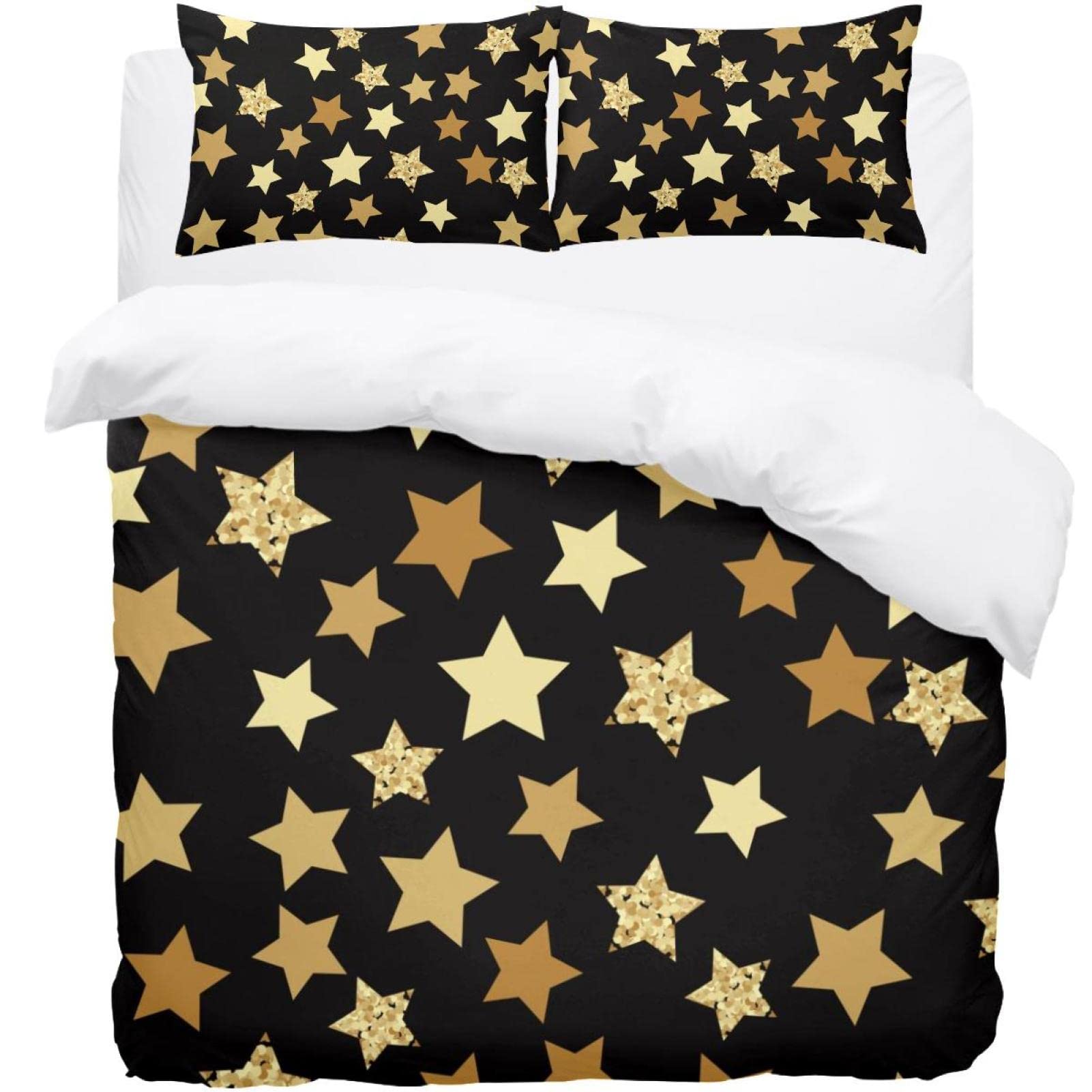 Housse de couette étoiles jaunes fini les nuits froides avec cette parure