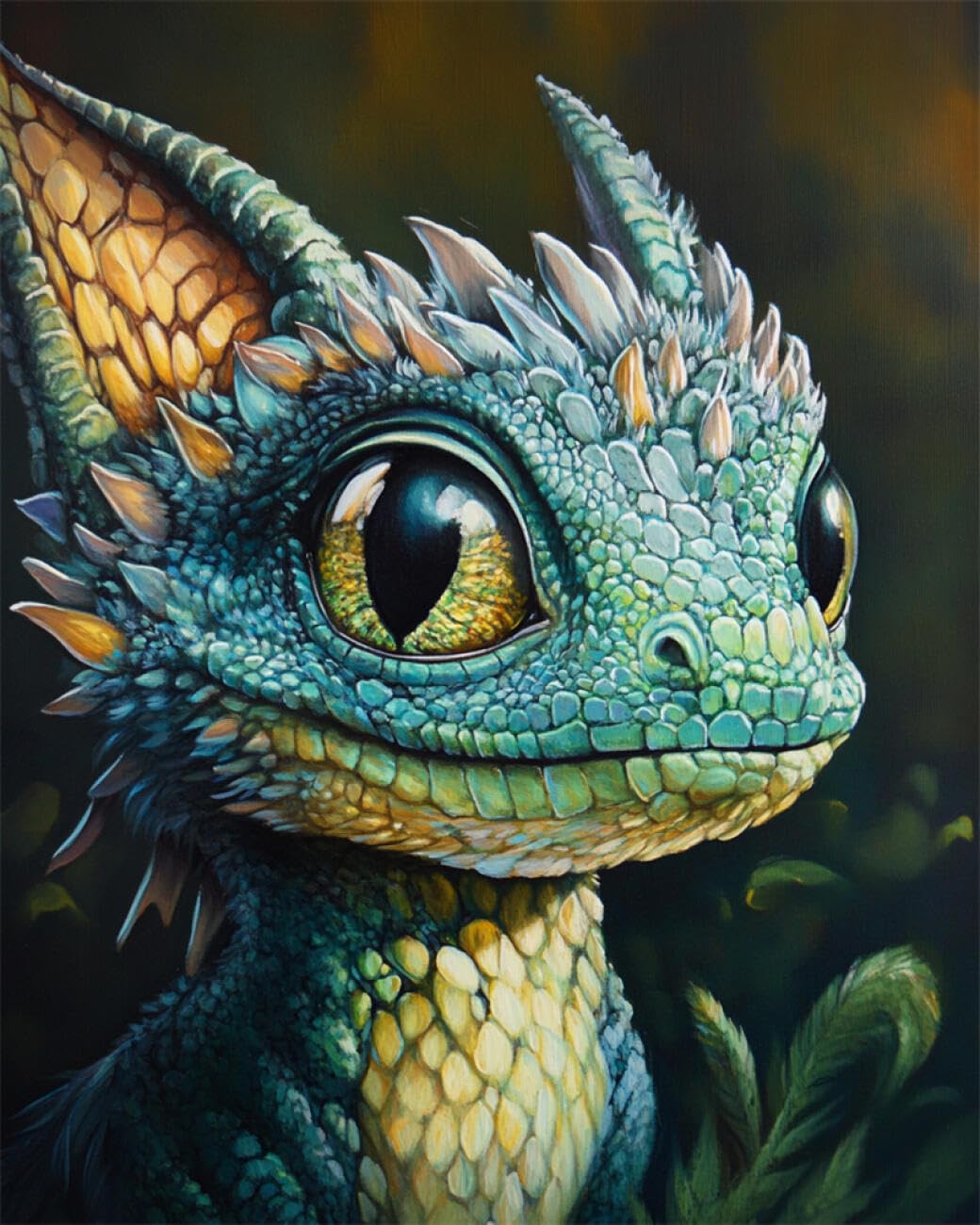 RKFLGEW DIY Embroidery Beads Set Cartoon Dragon 50x70cm