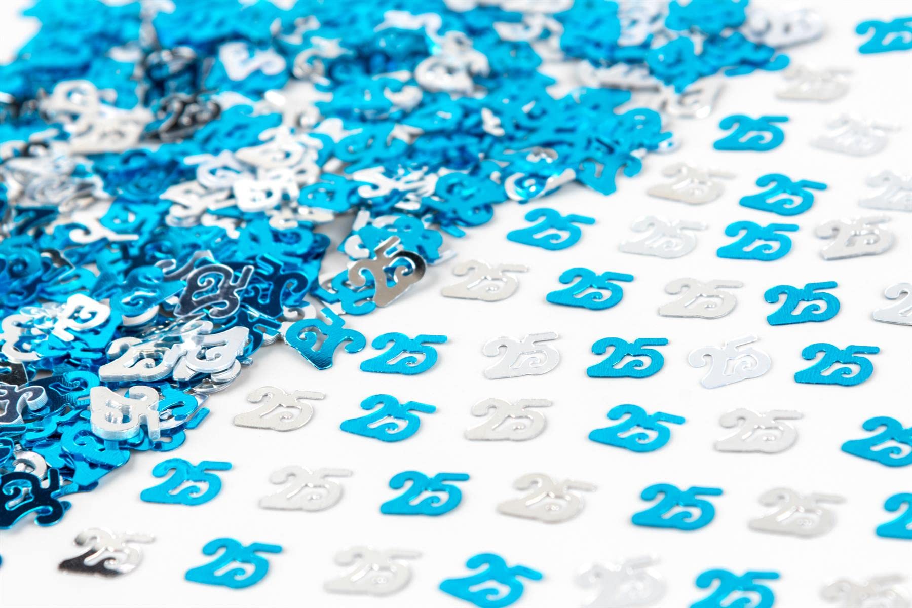 Shatchi Blue & Silver 28G 25Th Birthday Confetti Foil Metallic Glitz Table Scatter Sprinkles Age Bday Party Decorations