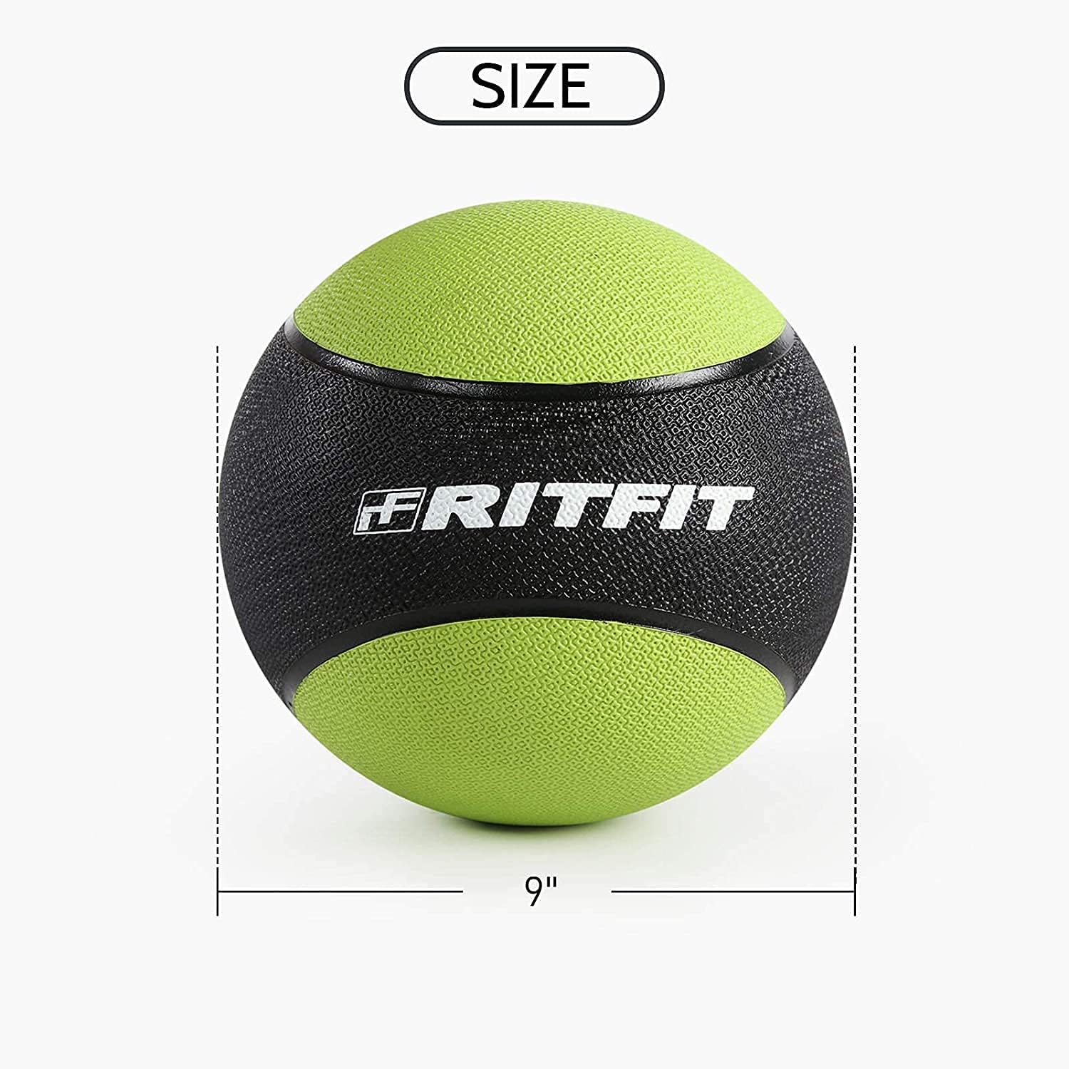 RitFit Weighted Medicine Ball - Non-Slip Rubber Shell & Dual Texture Grip - Workout Exercise Ball for Core Strength, Balance Training, Coordination Fitness - Multiple Weights & Colors