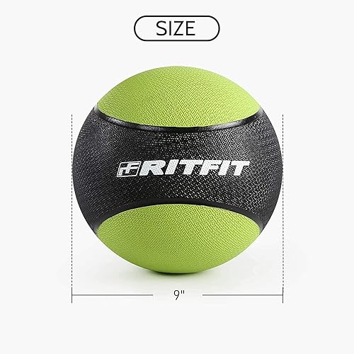 Miniatura 10 de RitFit Pelota medicinal con peso, carcasa de goma antideslizante y agarre de doble textura, pelota de ejercicio de entrenamiento para fuerza
