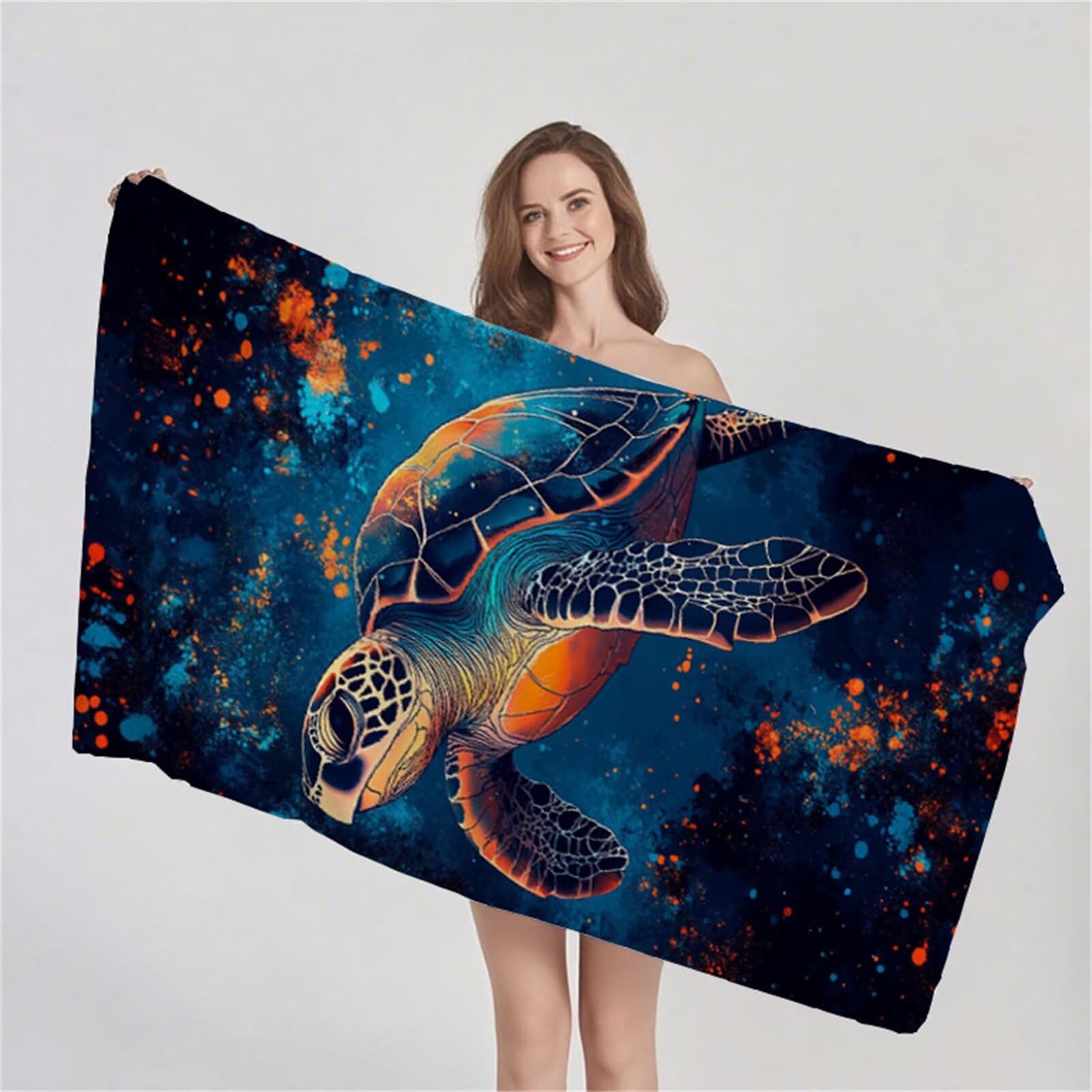 Telo Mare Microfibra 90x180 cm Telo Mare Grande, Asciugamano Palestra Assorbente Asciugatura Rapida, Asciugamano Mare Antisabbi Stuoia Spiaggia per Piscina, Viaggio 2 Set- Tartaruga Scura G1-262