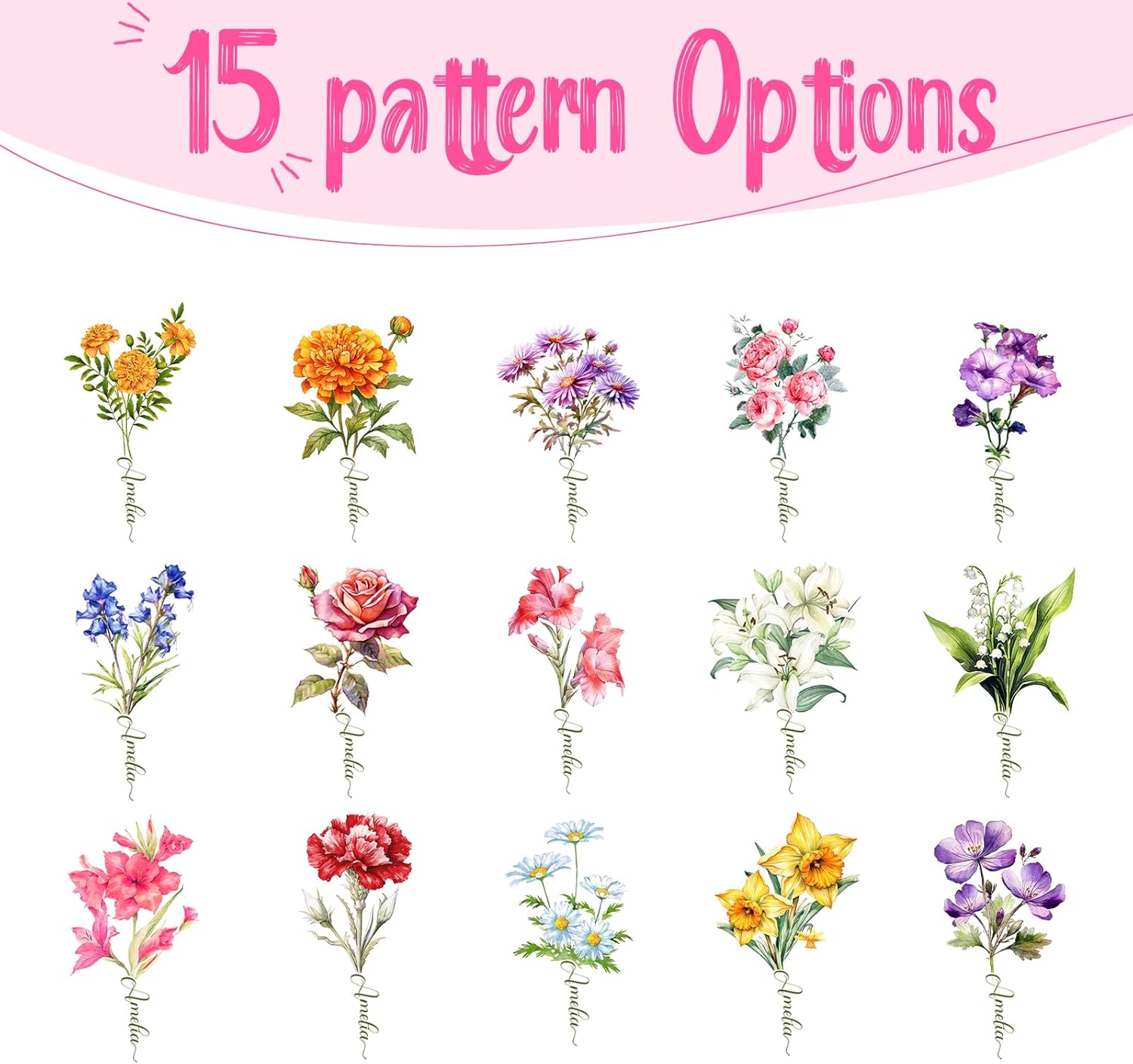 Custom Water Bottle Personalized Birth Flower Cups for Men Women Customized Name Water Bottles Customizable Month Gifts 12 16 18 oz - Image 2